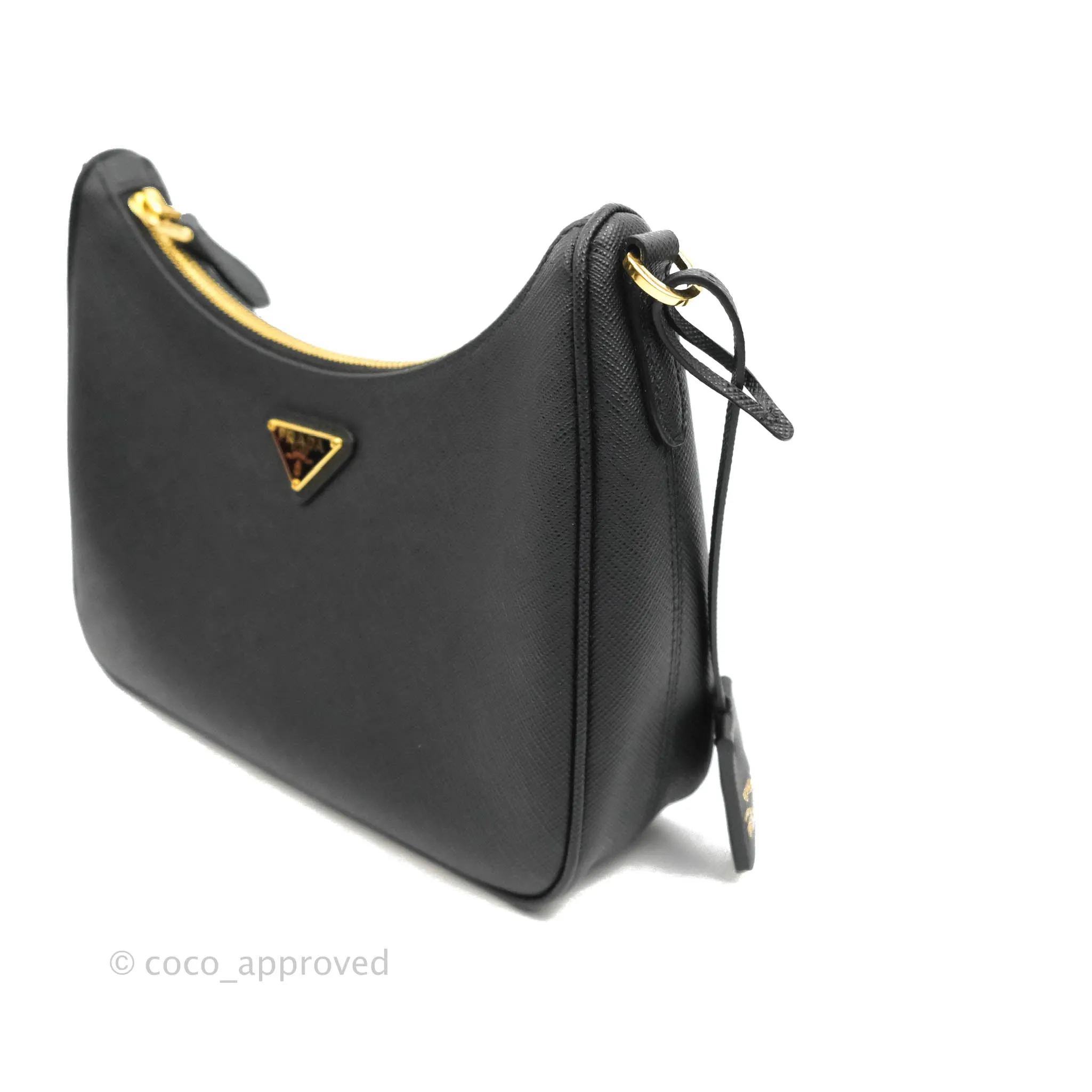 Prada Re-Edition 2005 Black Saffiano Leather Bag Gold Hardware