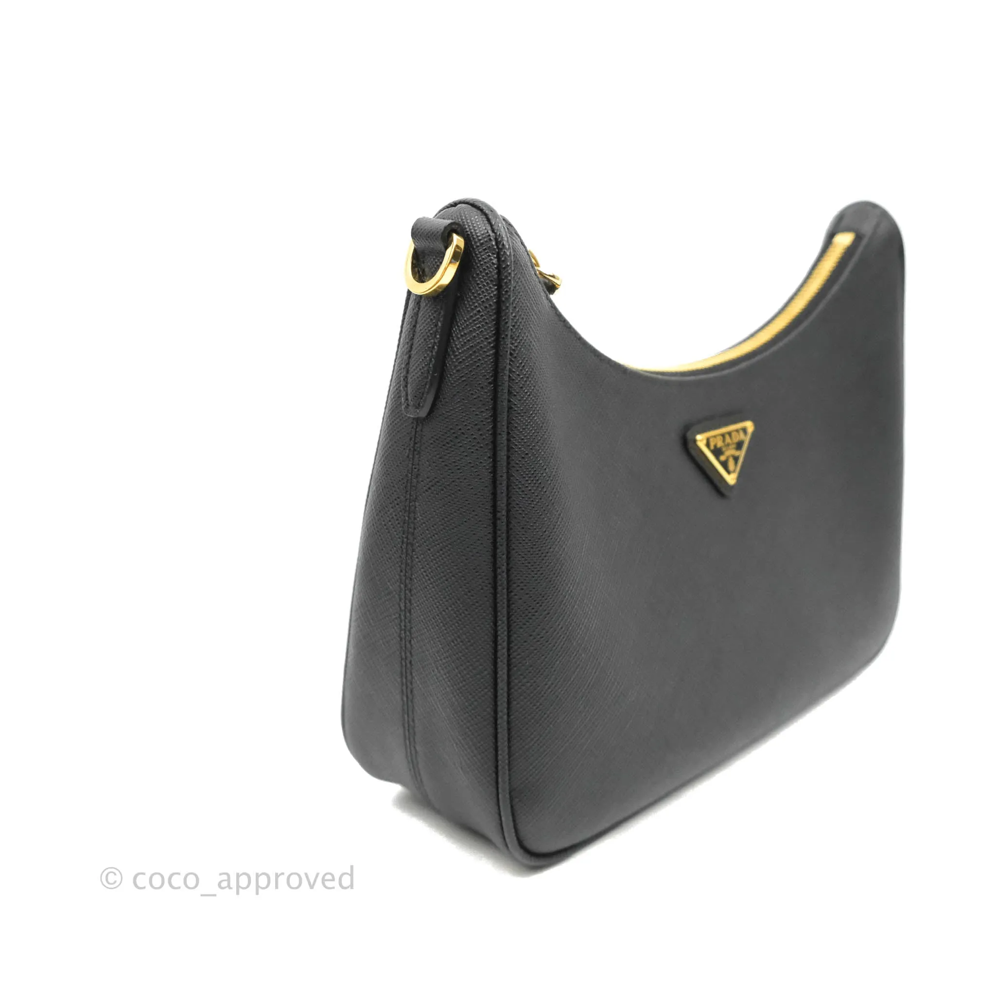 Prada Re-Edition 2005 Black Saffiano Leather Bag Gold Hardware