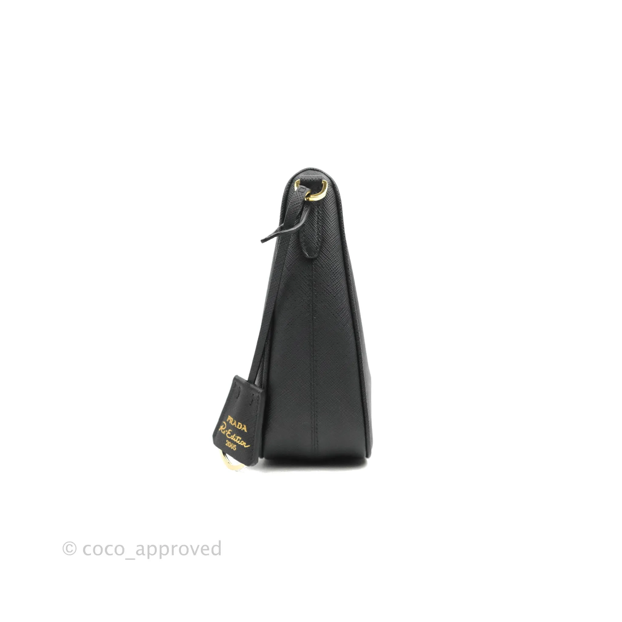 Prada Re-Edition 2005 Black Saffiano Leather Bag Gold Hardware