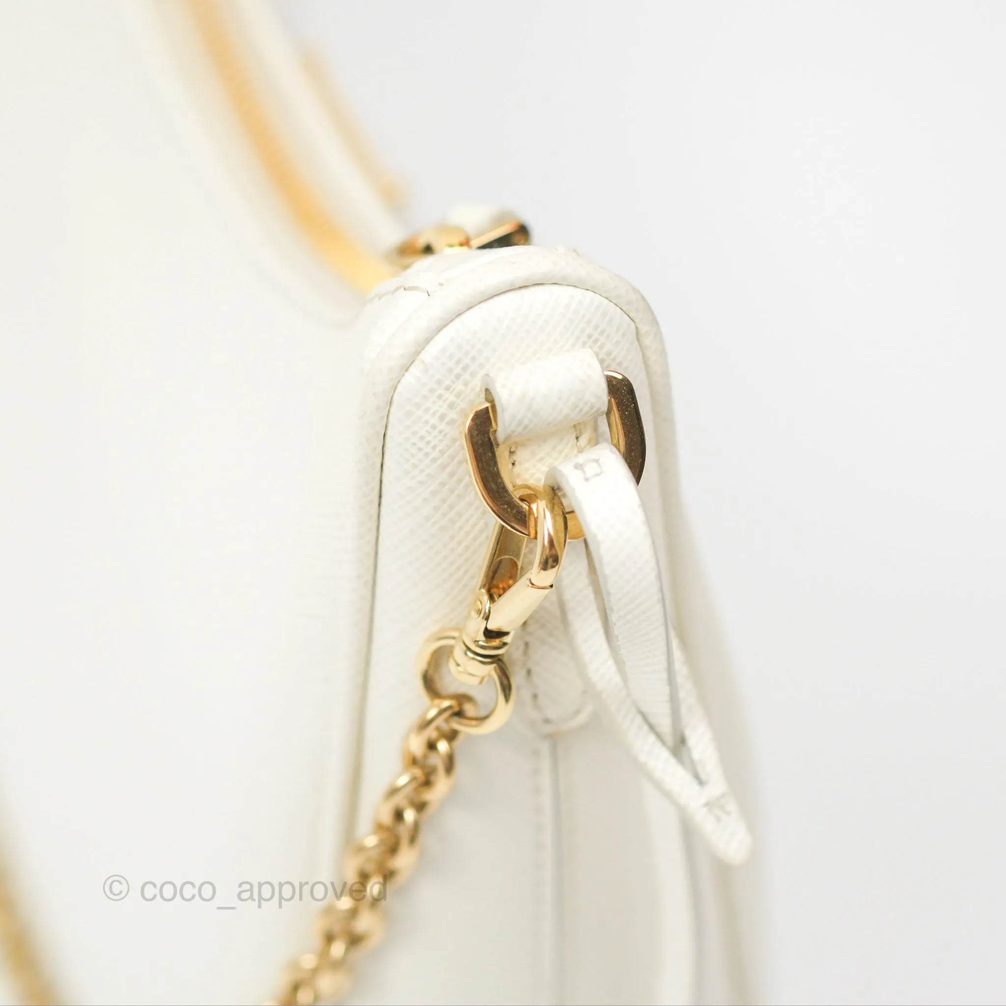 Prada Re-Edition 2005 Ivory White Saffiano Leather Bag Gold Hardware