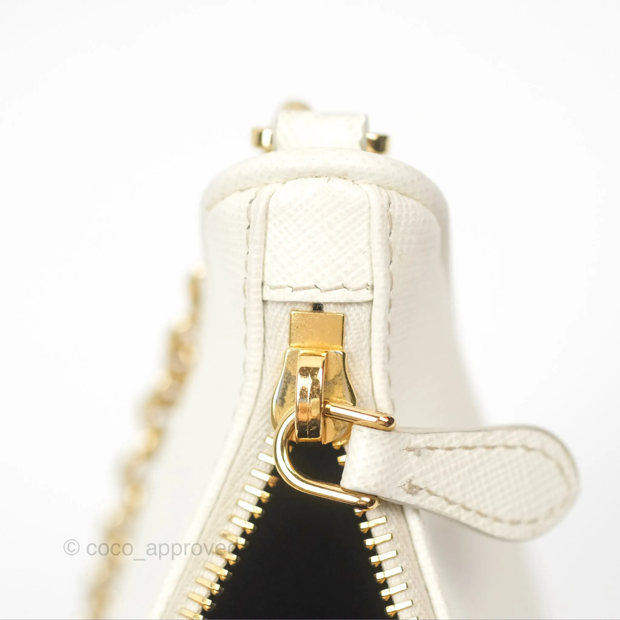Prada Re-Edition 2005 Ivory White Saffiano Leather Bag Gold Hardware