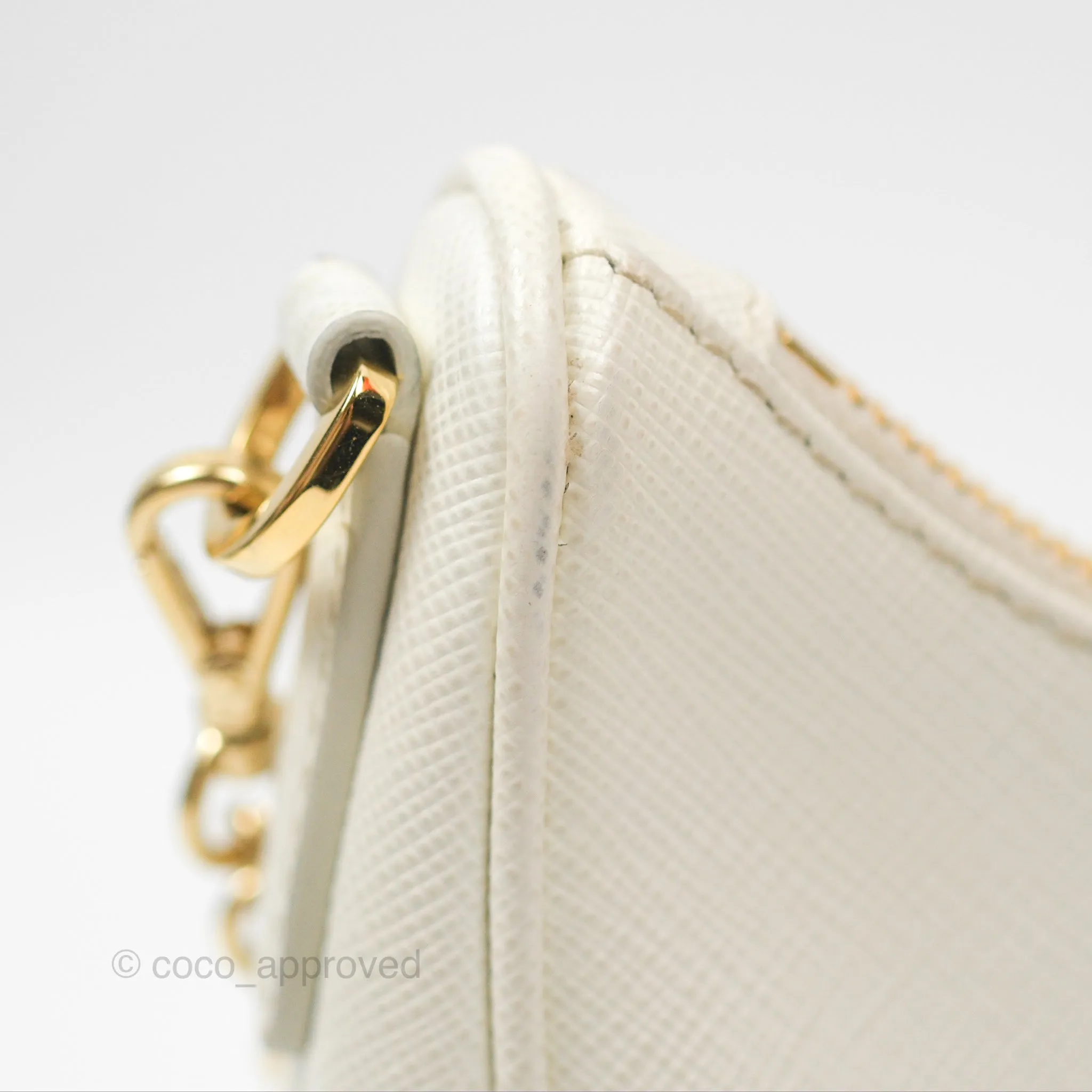 Prada Re-Edition 2005 Ivory White Saffiano Leather Bag Gold Hardware