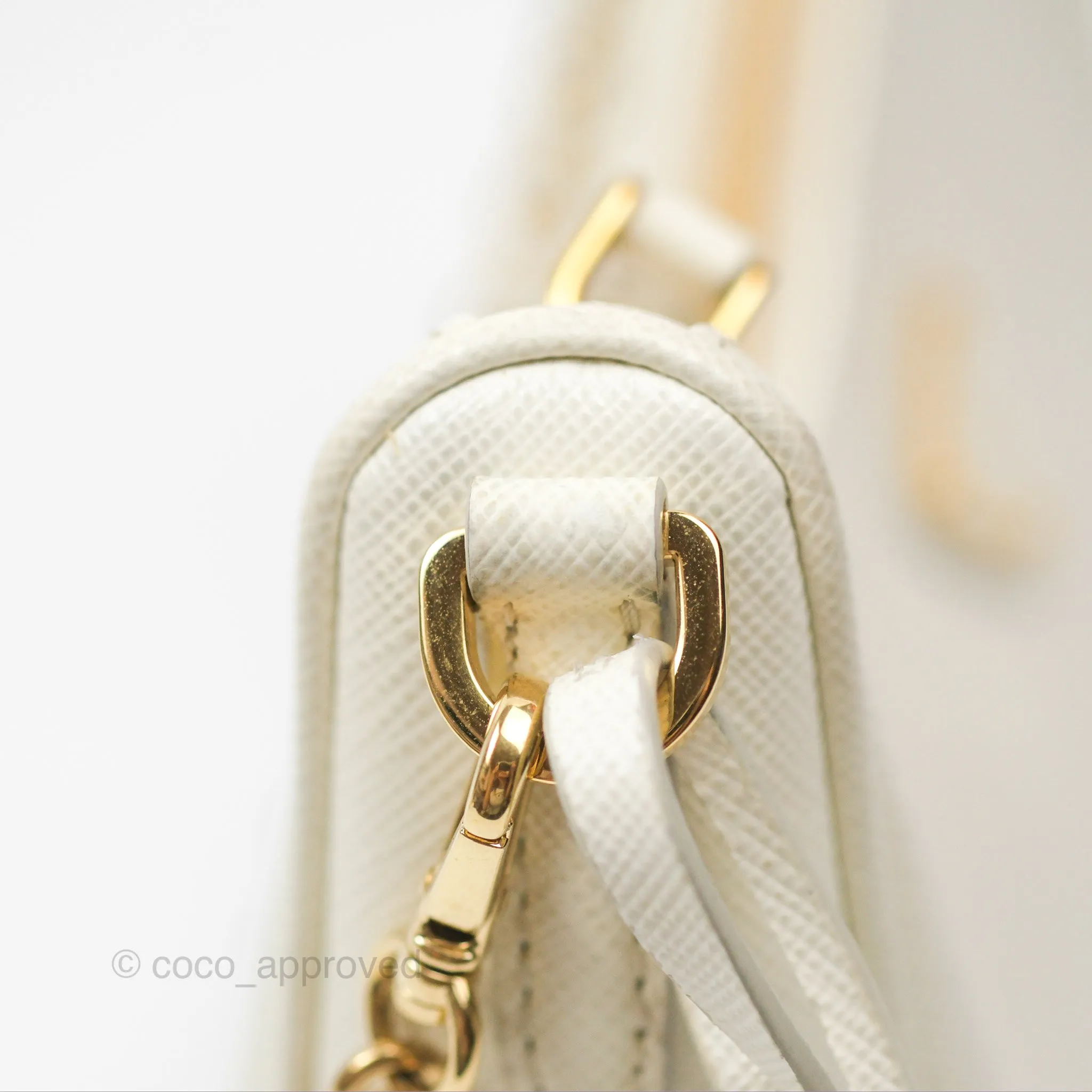 Prada Re-Edition 2005 Ivory White Saffiano Leather Bag Gold Hardware