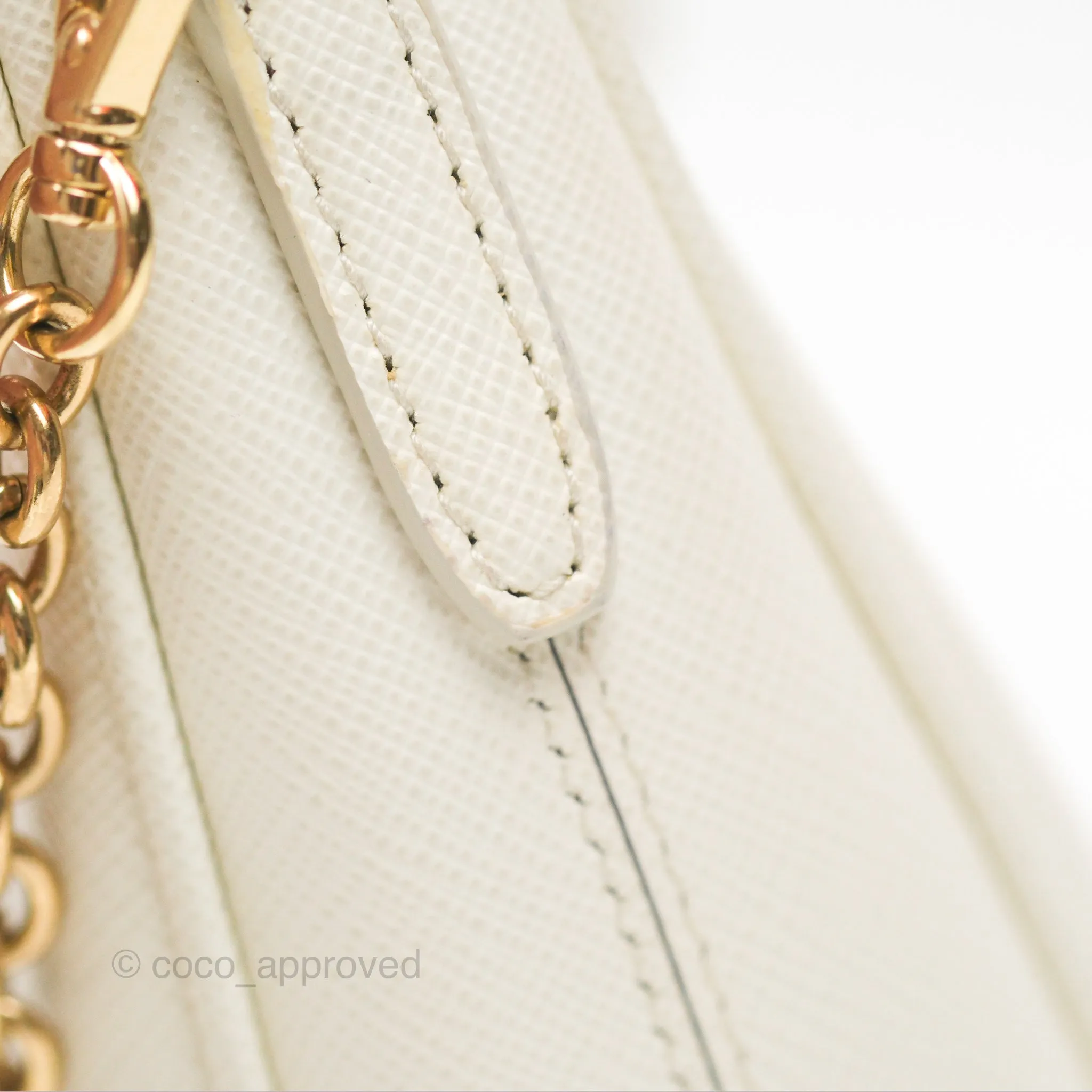 Prada Re-Edition 2005 Ivory White Saffiano Leather Bag Gold Hardware