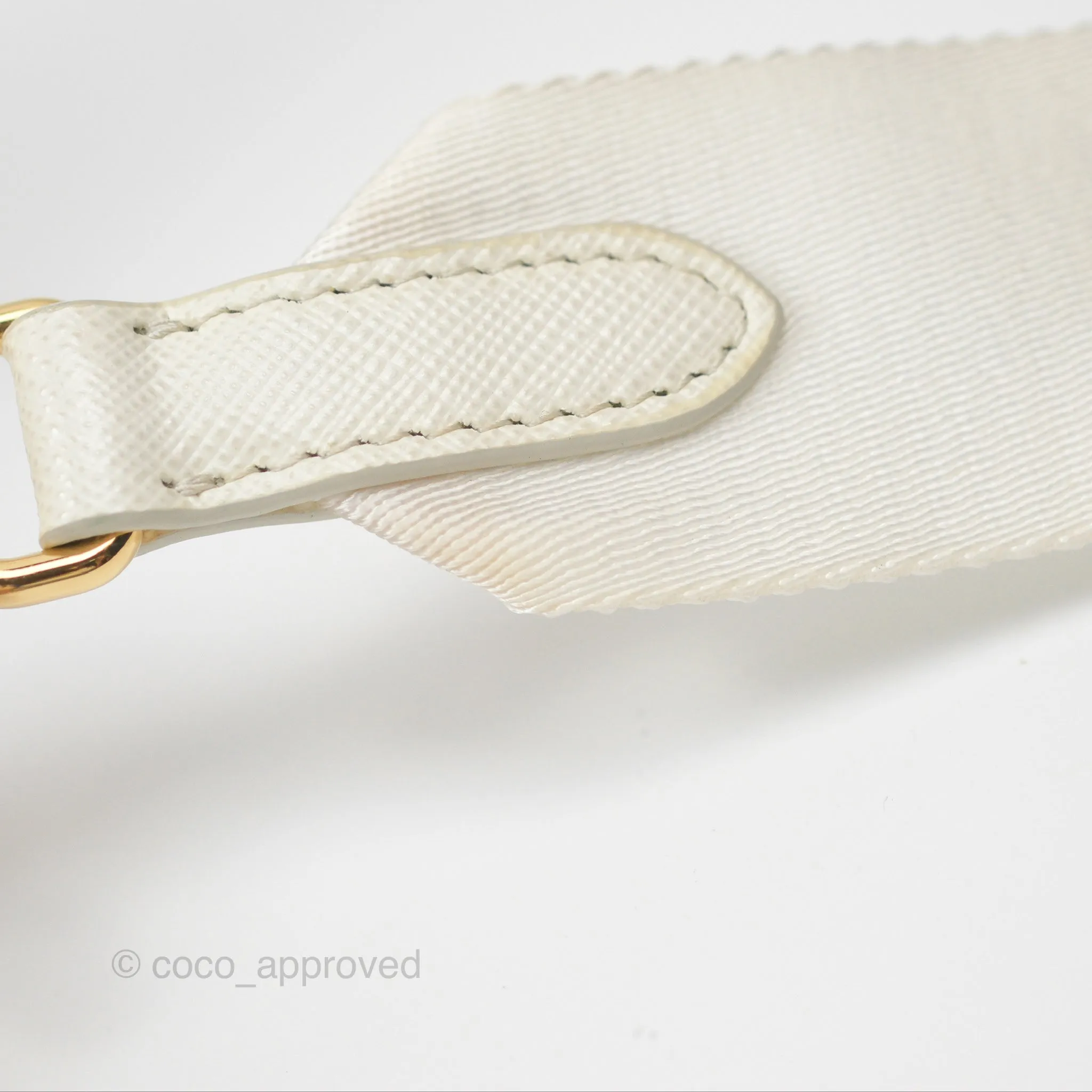 Prada Re-Edition 2005 Ivory White Saffiano Leather Bag Gold Hardware