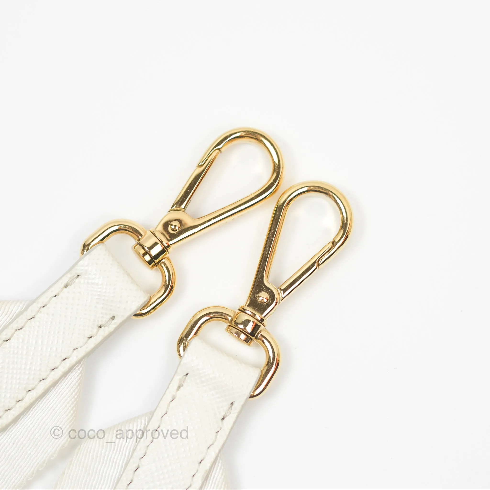 Prada Re-Edition 2005 Ivory White Saffiano Leather Bag Gold Hardware