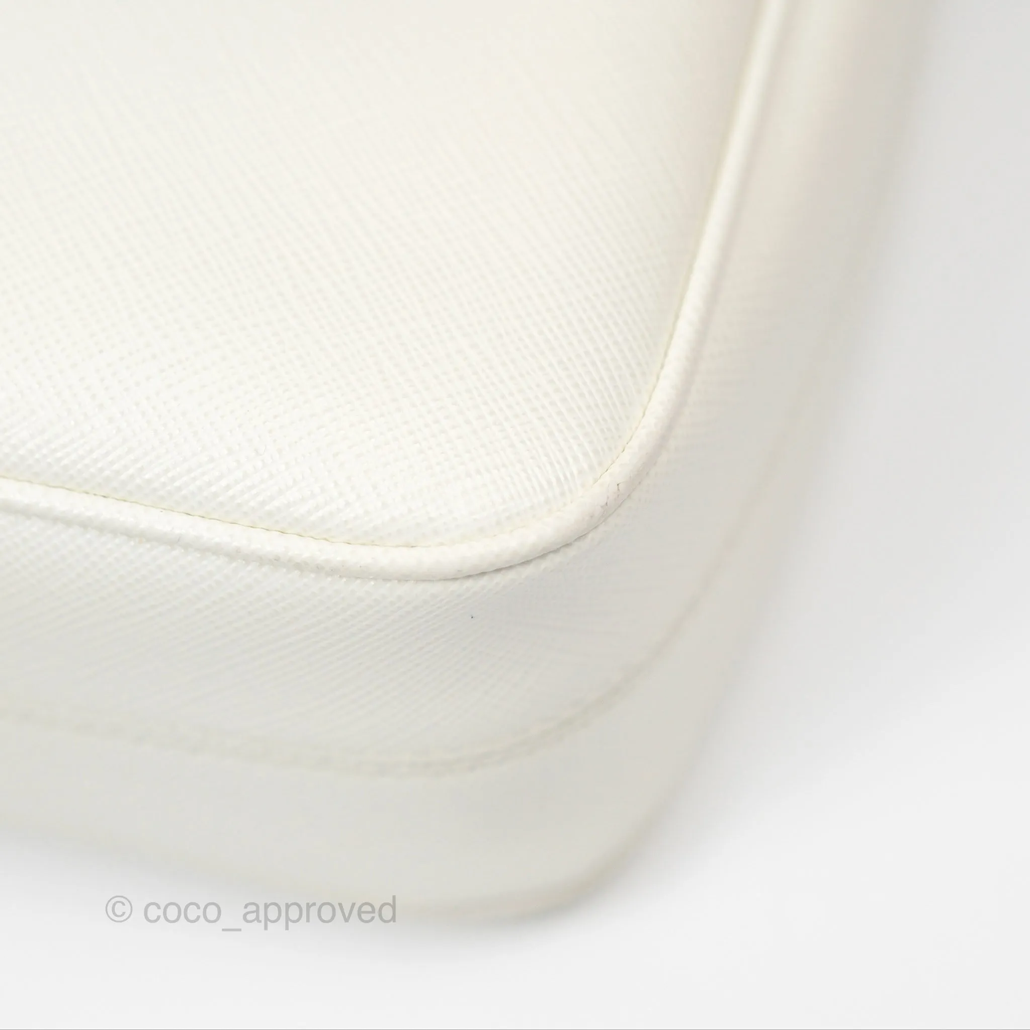 Prada Re-Edition 2005 Ivory White Saffiano Leather Bag Gold Hardware