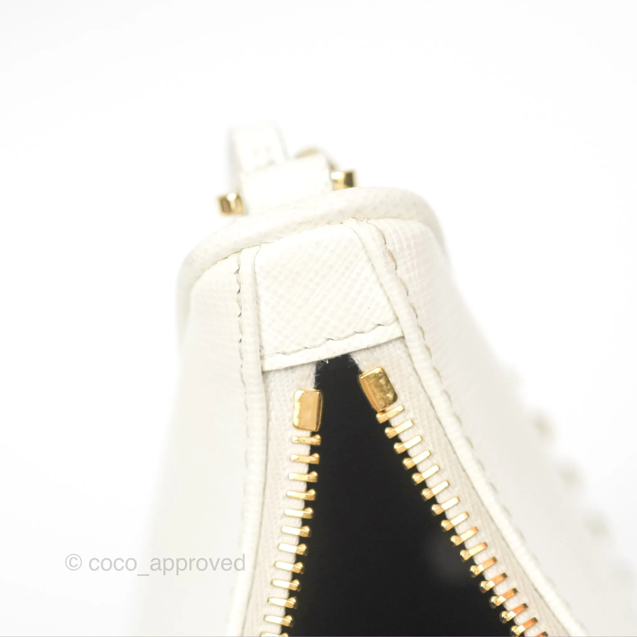 Prada Re-Edition 2005 Ivory White Saffiano Leather Bag Gold Hardware