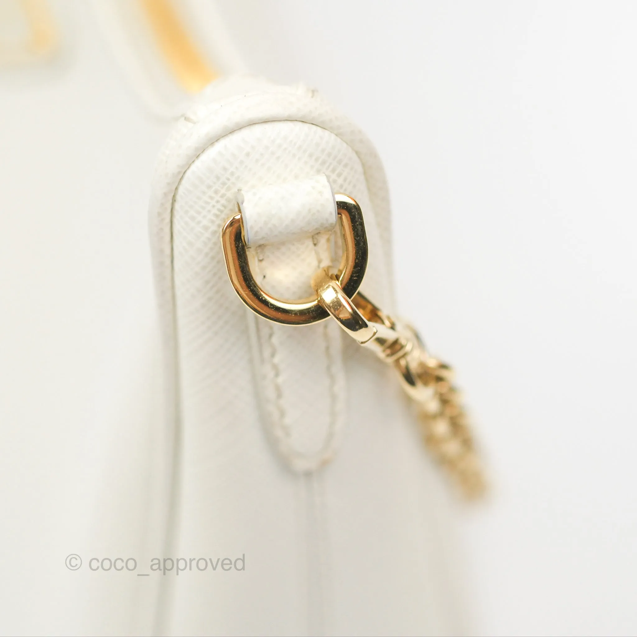 Prada Re-Edition 2005 Ivory White Saffiano Leather Bag Gold Hardware