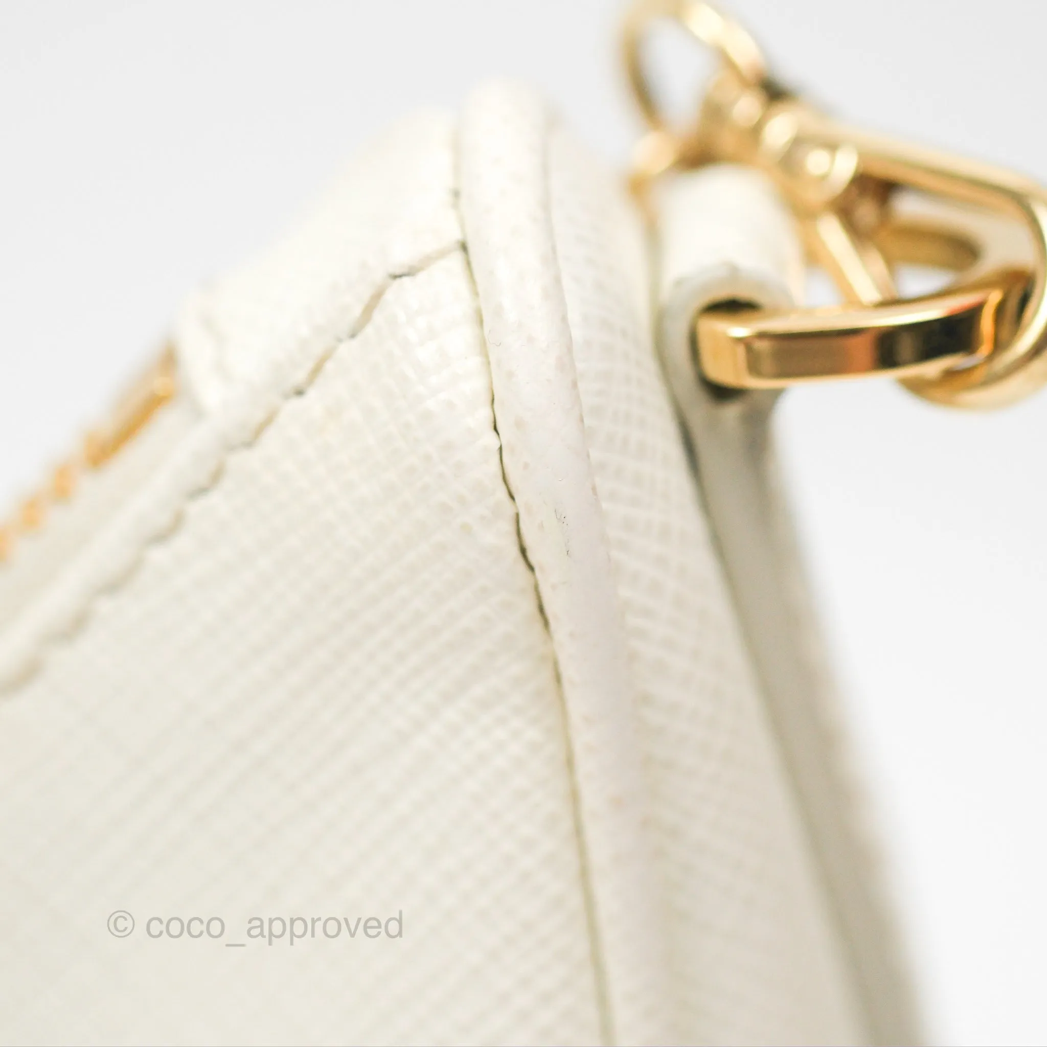 Prada Re-Edition 2005 Ivory White Saffiano Leather Bag Gold Hardware