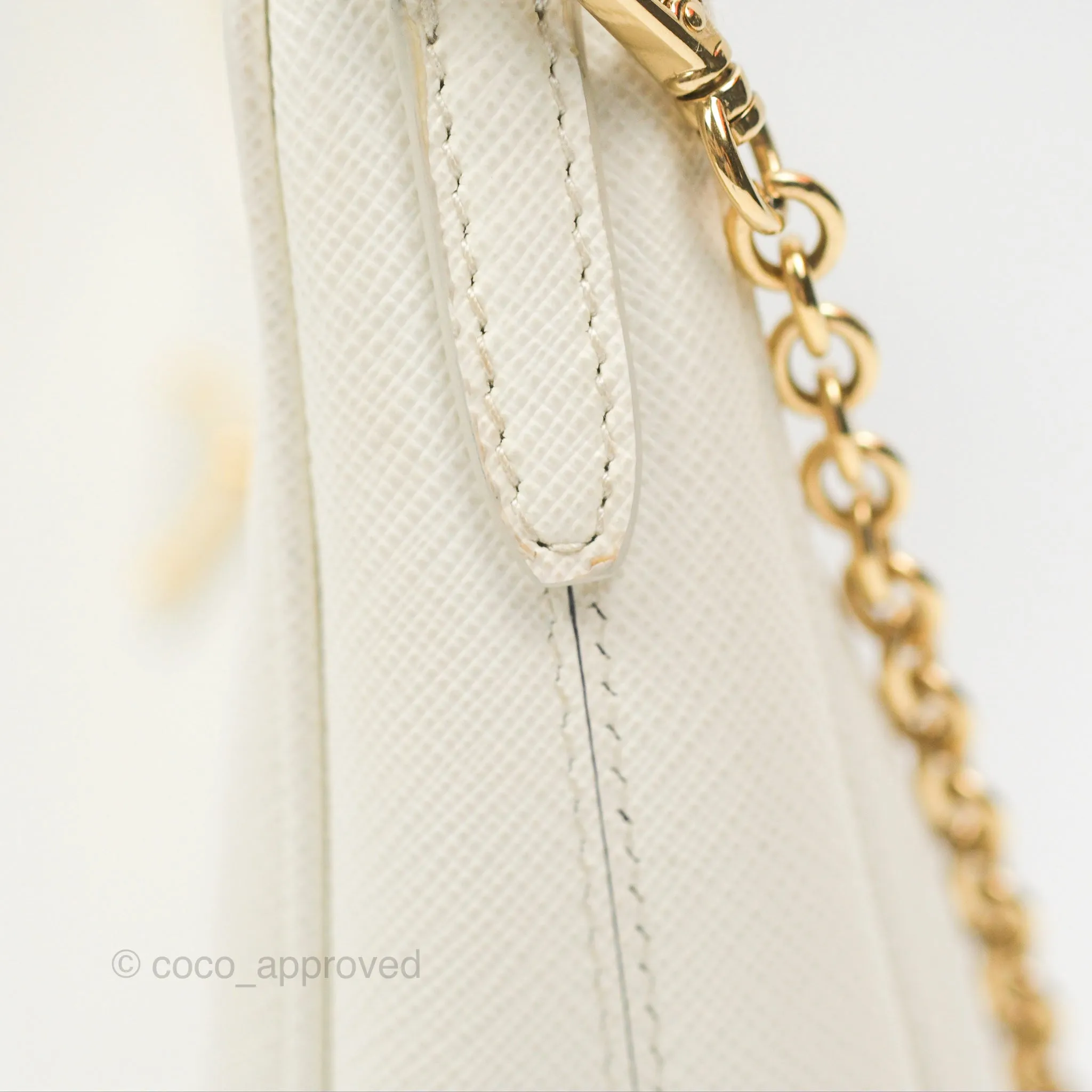 Prada Re-Edition 2005 Ivory White Saffiano Leather Bag Gold Hardware