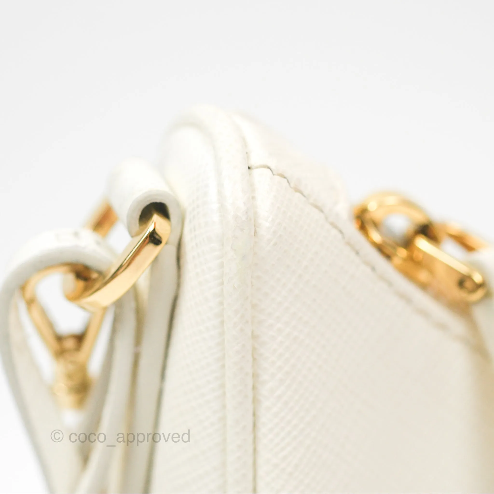 Prada Re-Edition 2005 Ivory White Saffiano Leather Bag Gold Hardware
