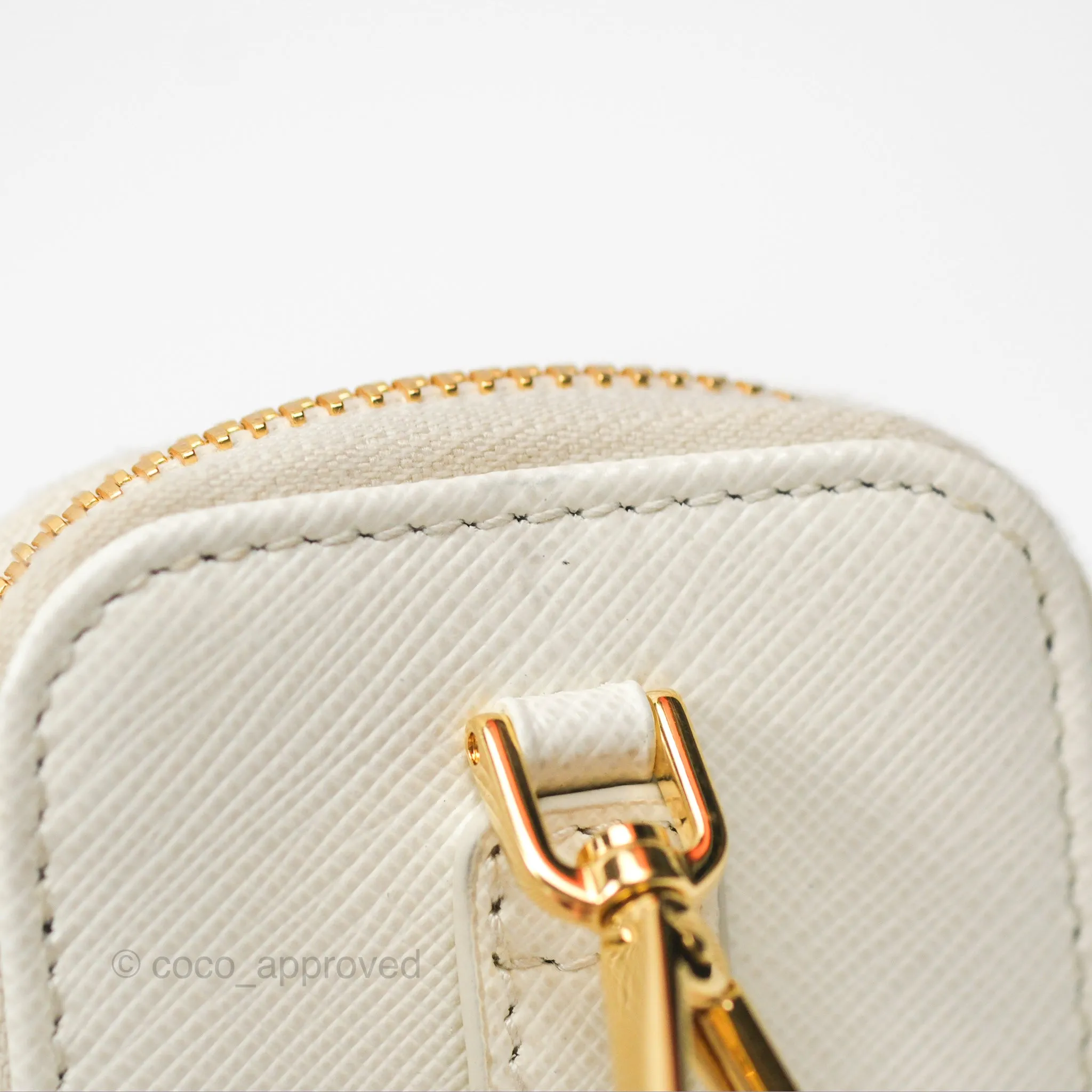 Prada Re-Edition 2005 Ivory White Saffiano Leather Bag Gold Hardware