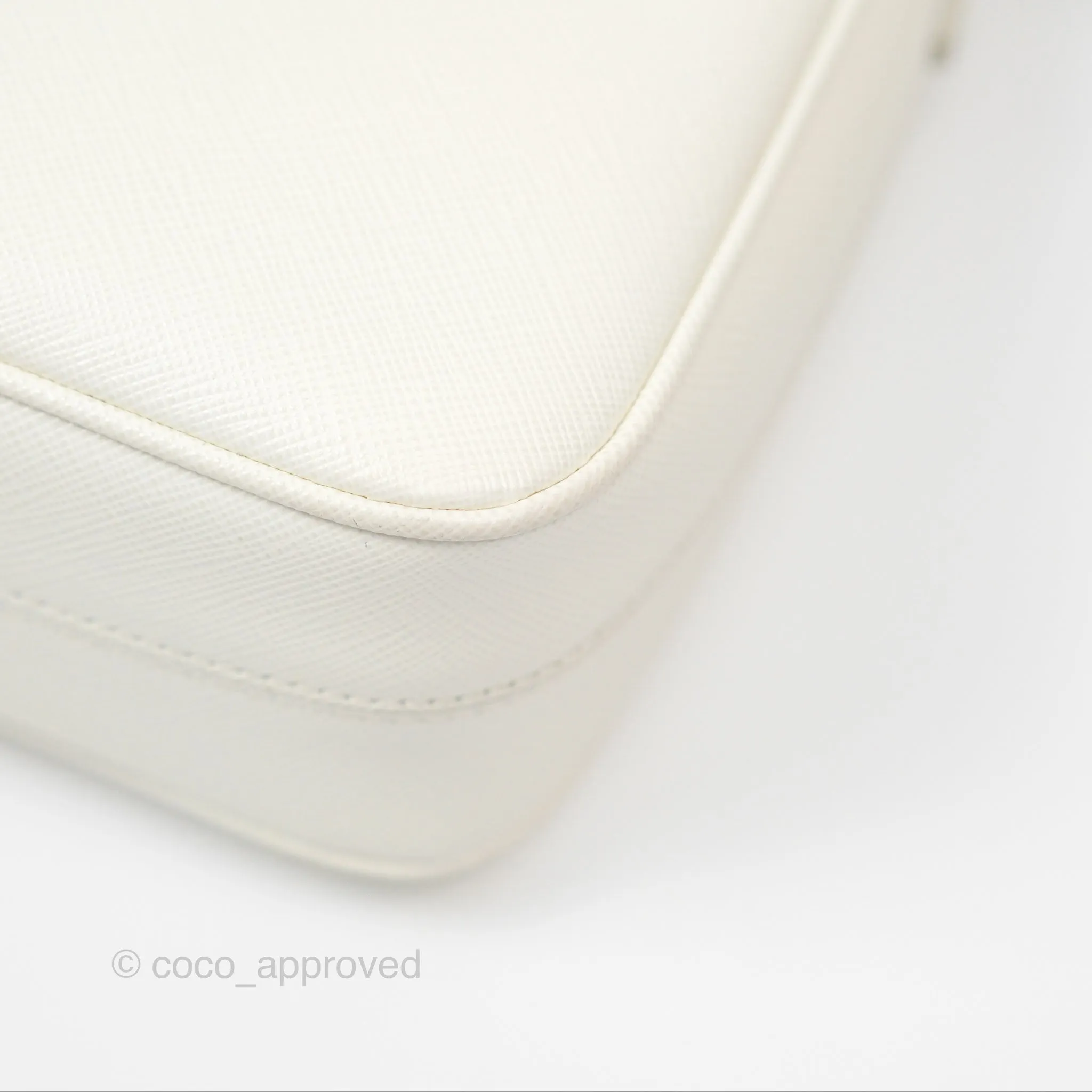 Prada Re-Edition 2005 Ivory White Saffiano Leather Bag Gold Hardware