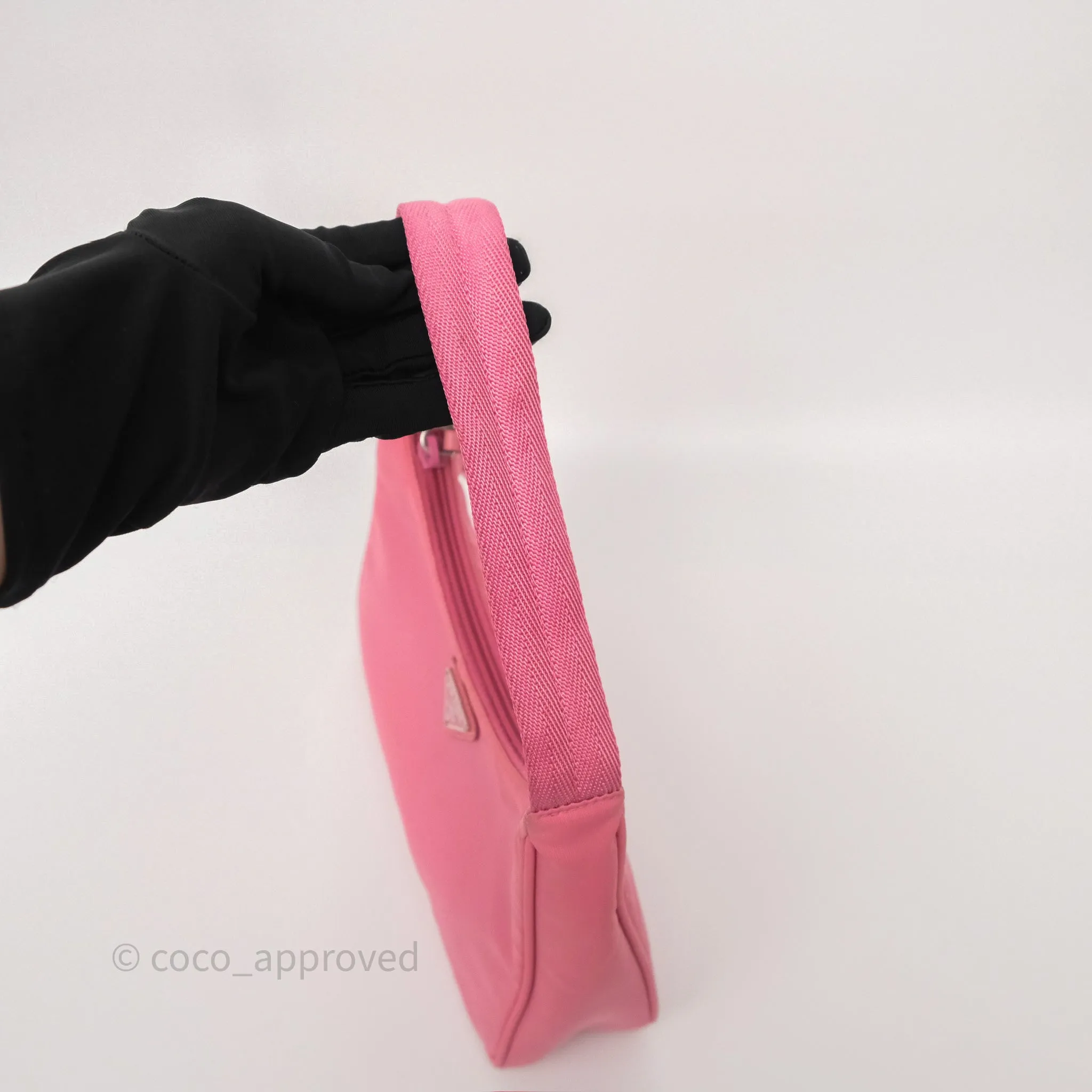 Prada Re-Edition 2005 Nylon Mini Bag Pink Silver Hardware