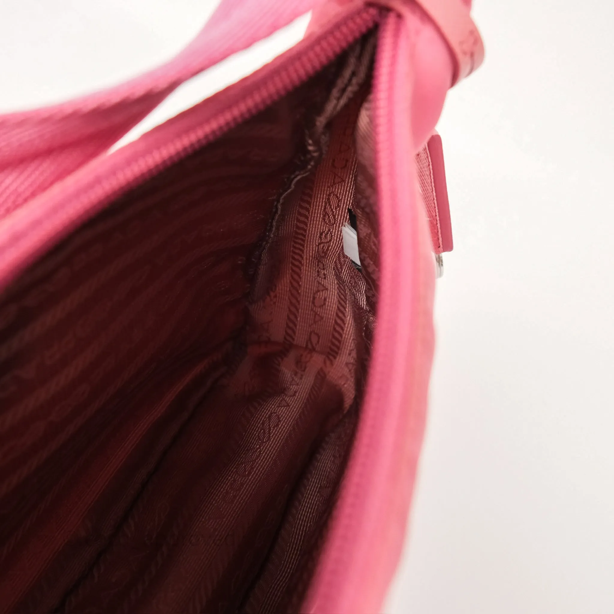 Prada Re-Edition 2005 Nylon Mini Bag Pink Silver Hardware