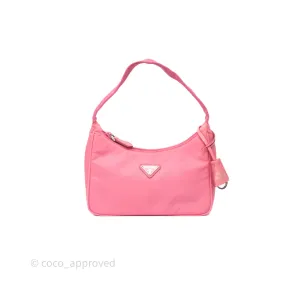 Prada Re-Edition 2005 Nylon Mini Bag Pink Silver Hardware