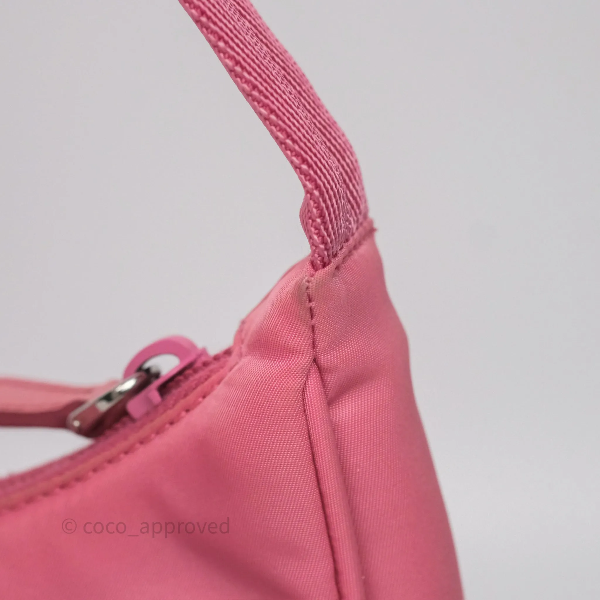 Prada Re-Edition 2005 Nylon Mini Bag Pink Silver Hardware