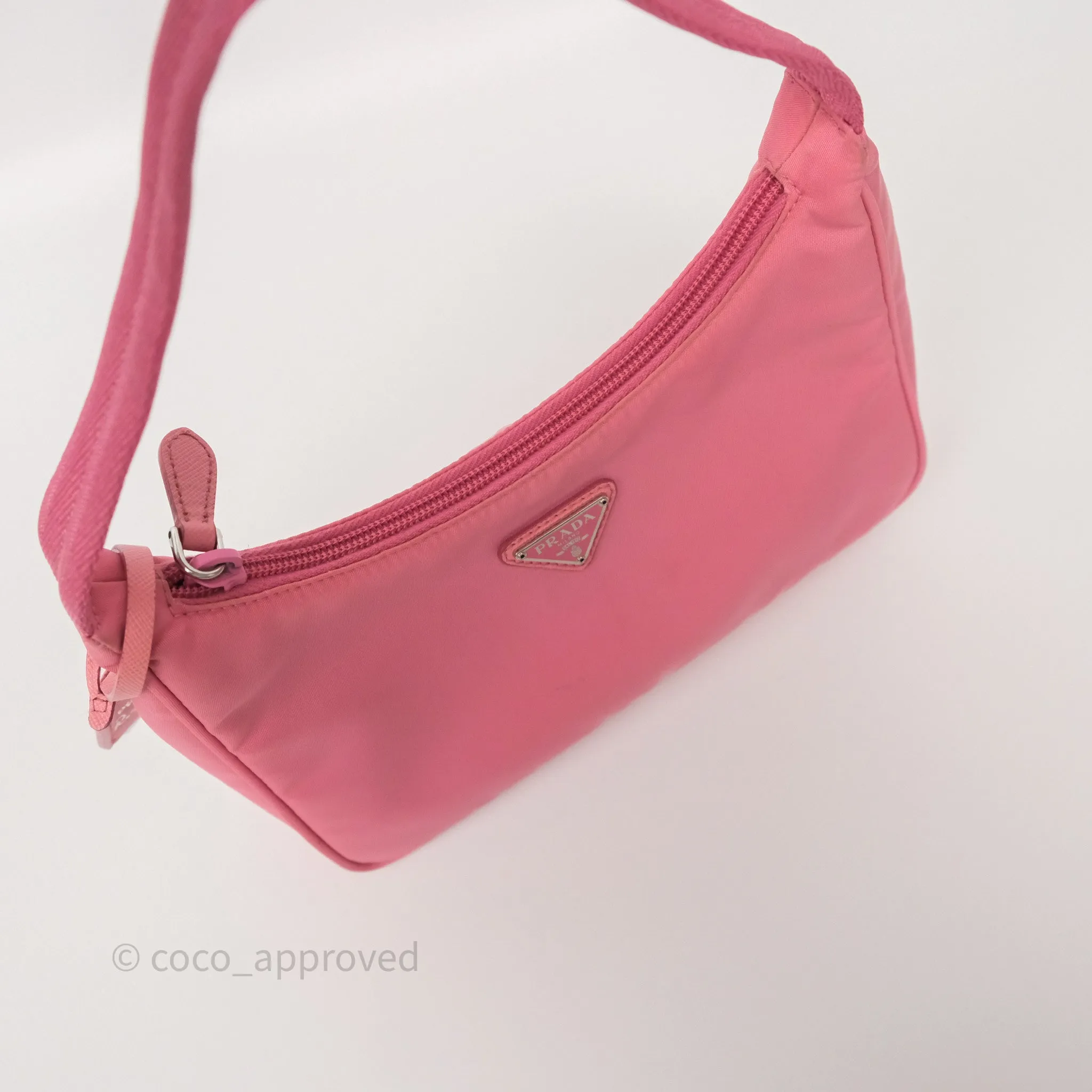 Prada Re-Edition 2005 Nylon Mini Bag Pink Silver Hardware