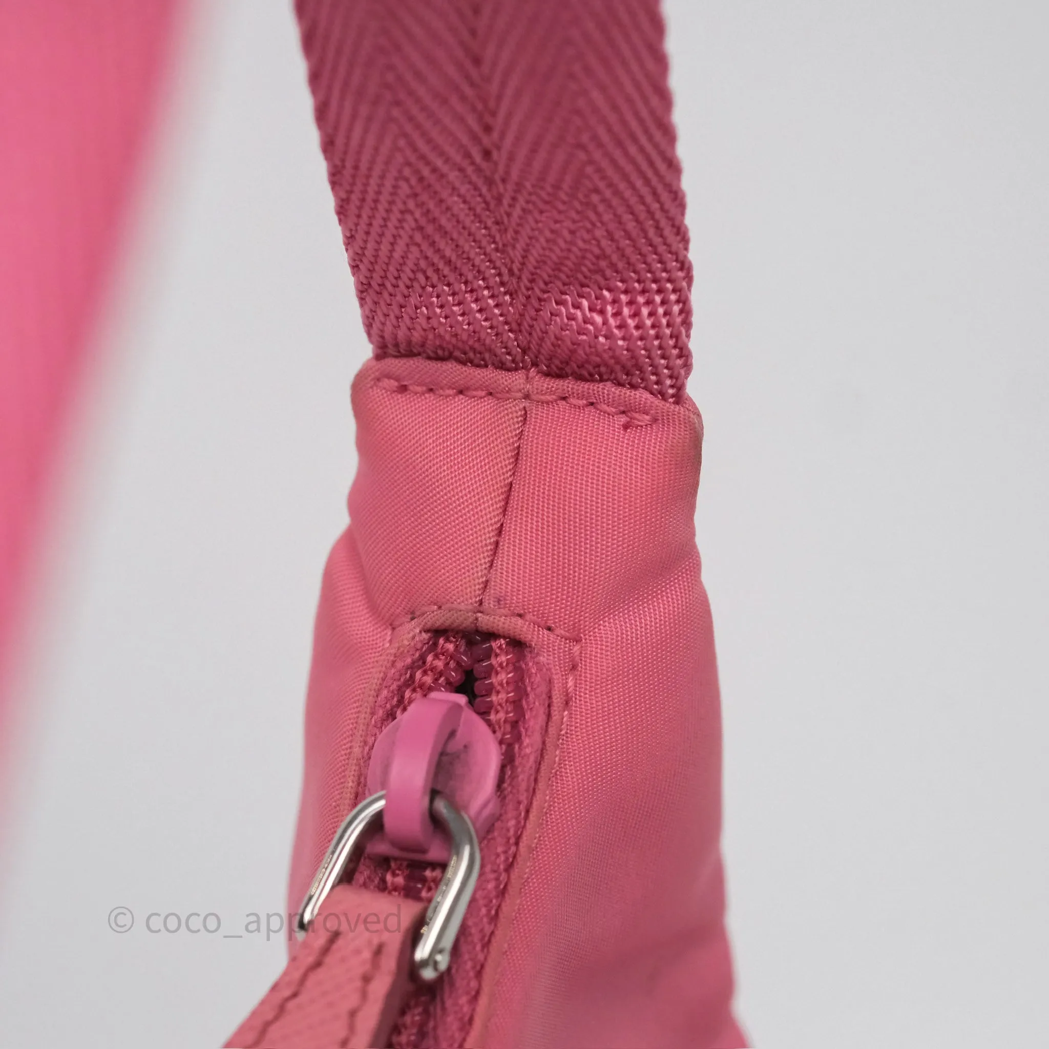 Prada Re-Edition 2005 Nylon Mini Bag Pink Silver Hardware