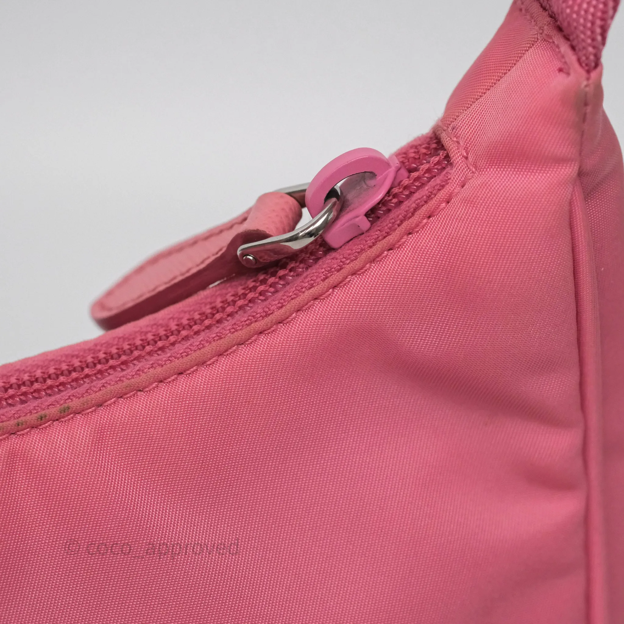 Prada Re-Edition 2005 Nylon Mini Bag Pink Silver Hardware