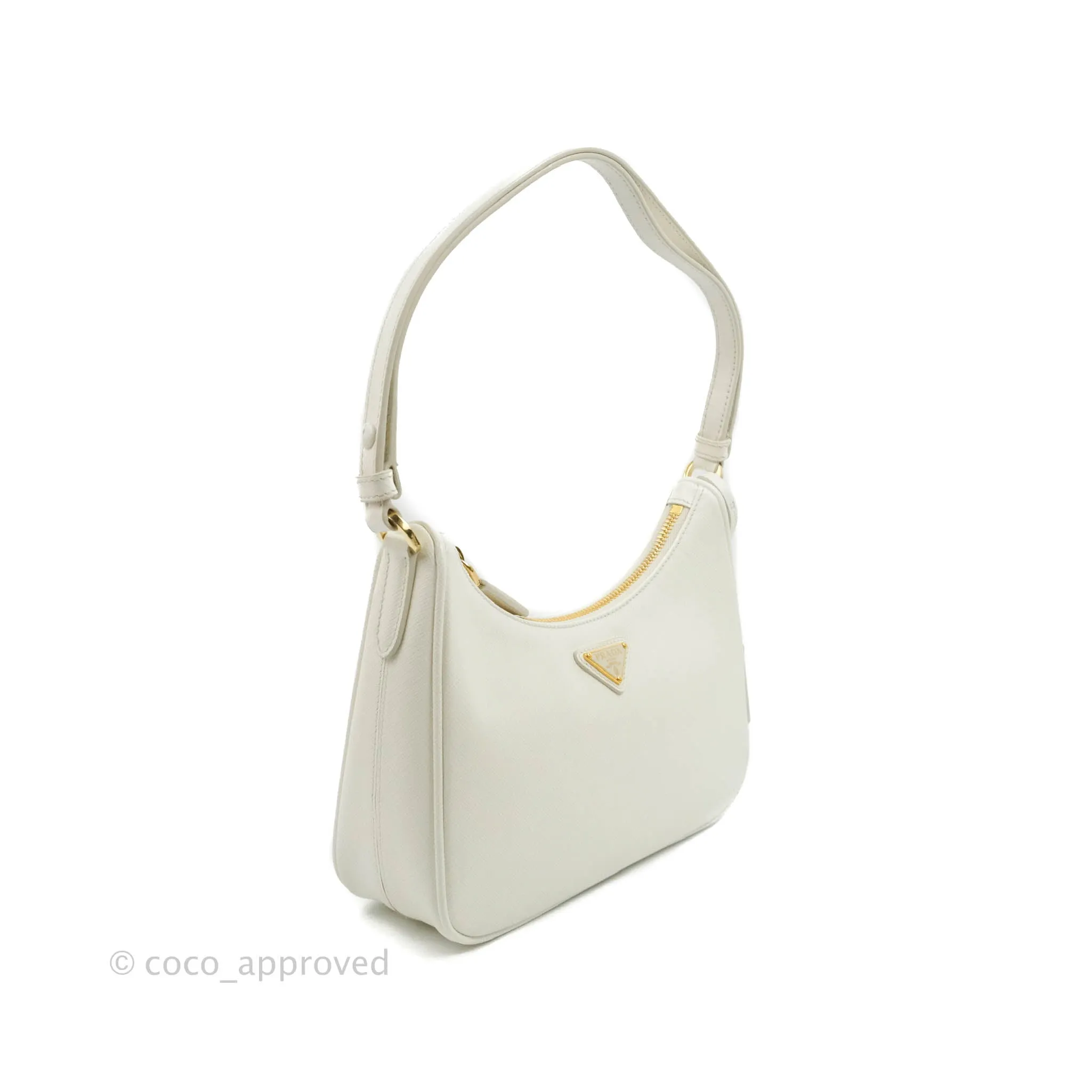 Prada Saffiano Leather Mini Bag White Gold Hardware