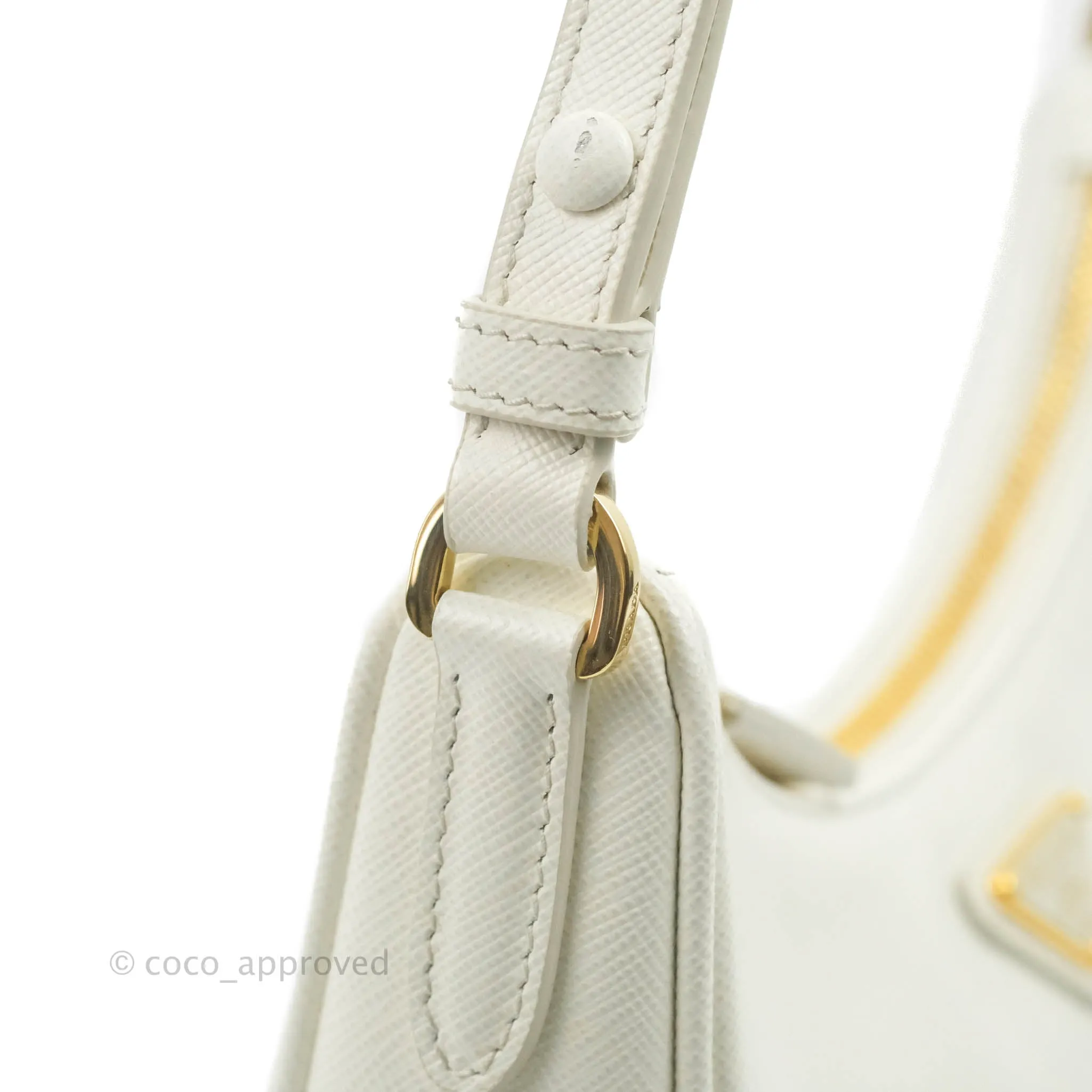 Prada Saffiano Leather Mini Bag White Gold Hardware