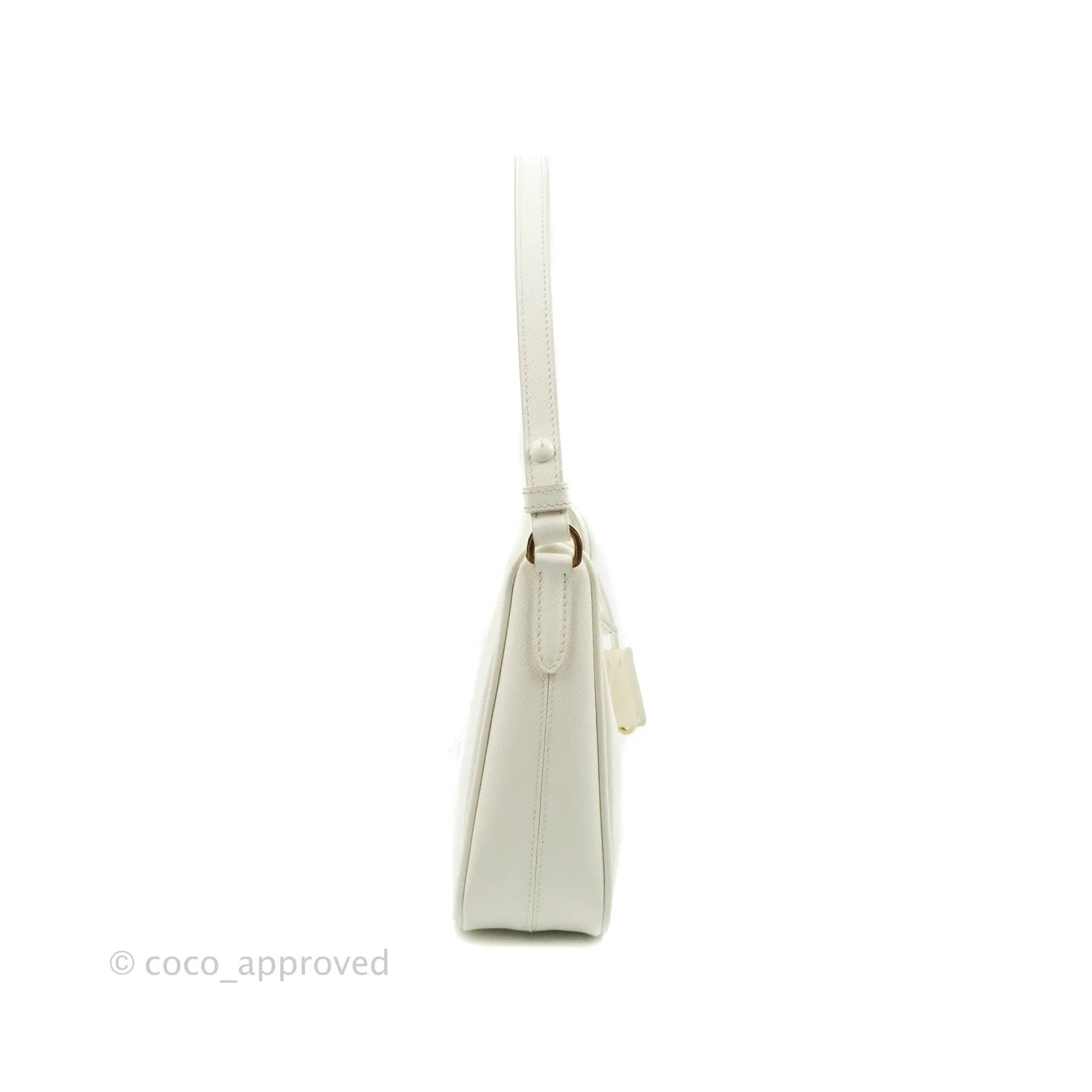 Prada Saffiano Leather Mini Bag White Gold Hardware