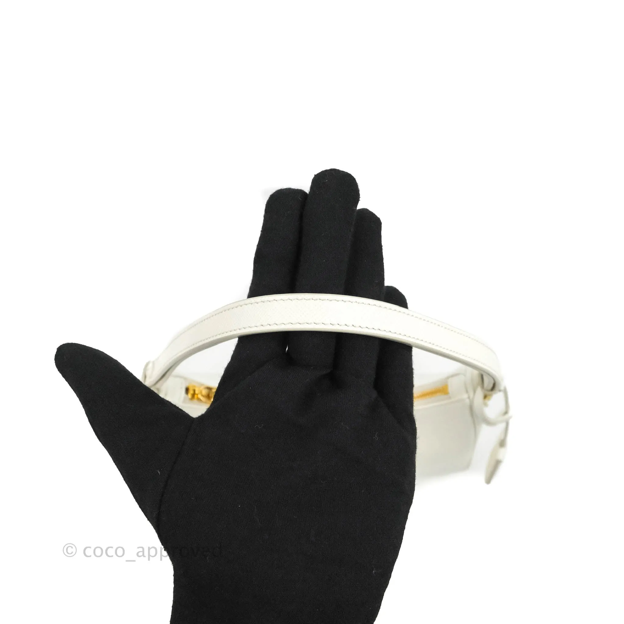 Prada Saffiano Leather Mini Bag White Gold Hardware