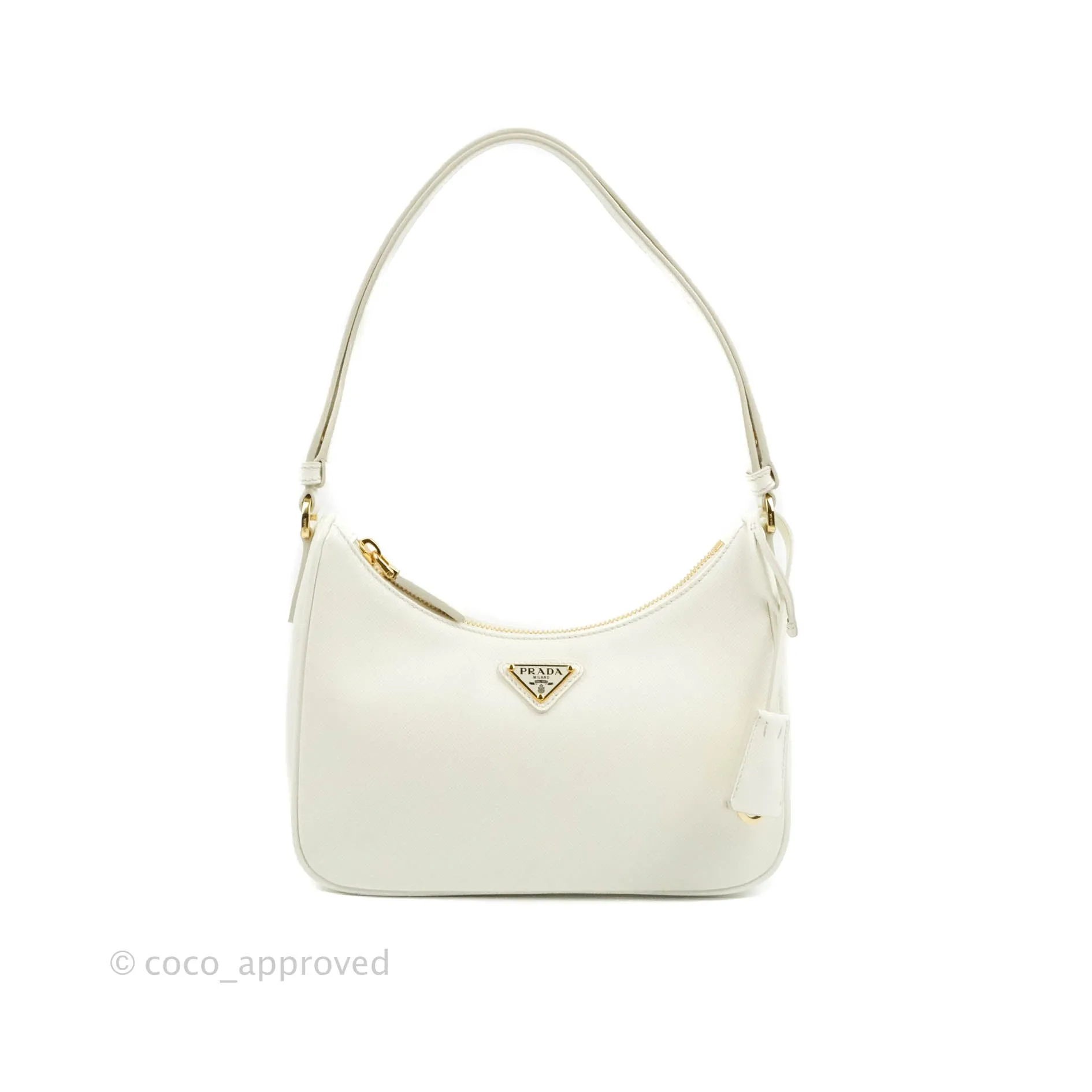 Prada Saffiano Leather Mini Bag White Gold Hardware