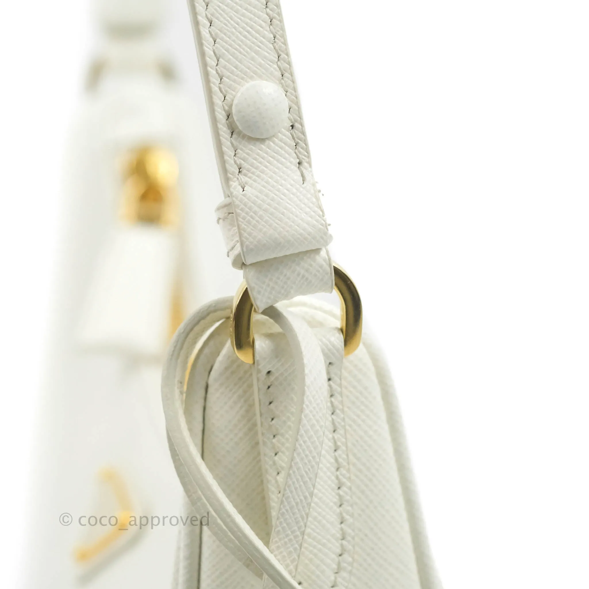 Prada Saffiano Leather Mini Bag White Gold Hardware