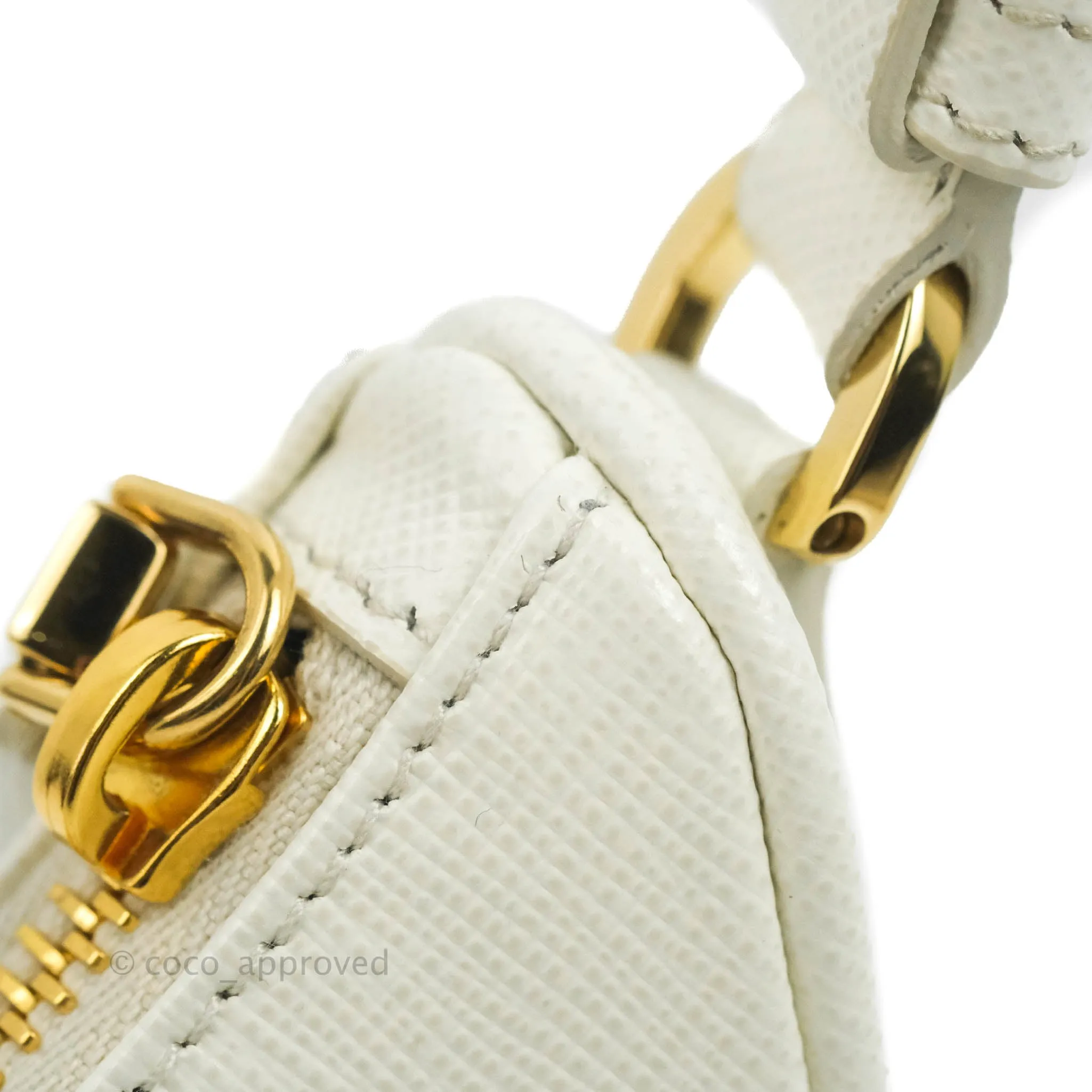 Prada Saffiano Leather Mini Bag White Gold Hardware