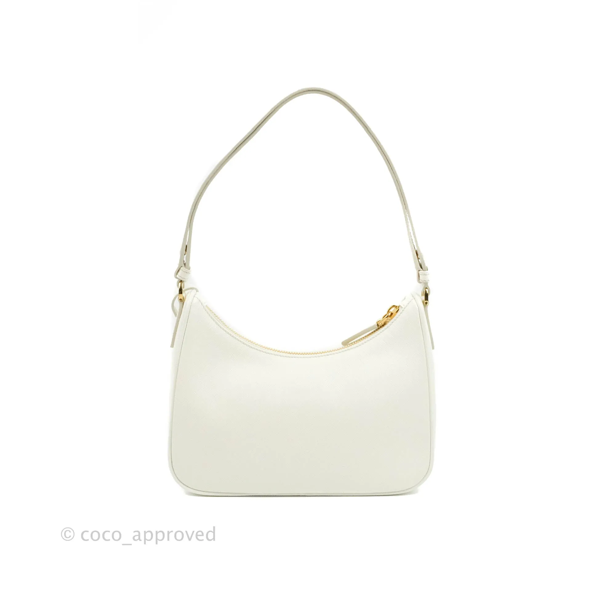 Prada Saffiano Leather Mini Bag White Gold Hardware