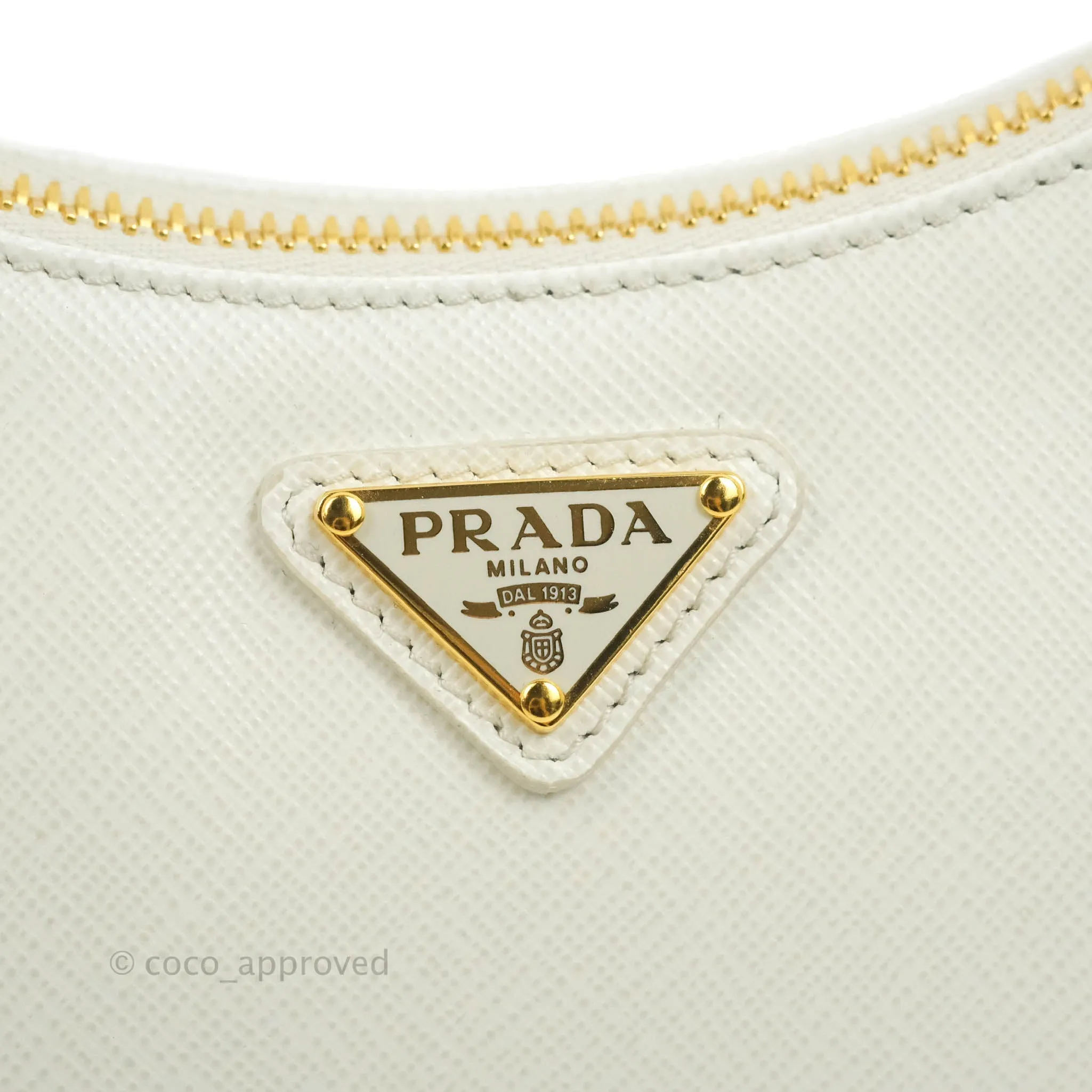 Prada Saffiano Leather Mini Bag White Gold Hardware