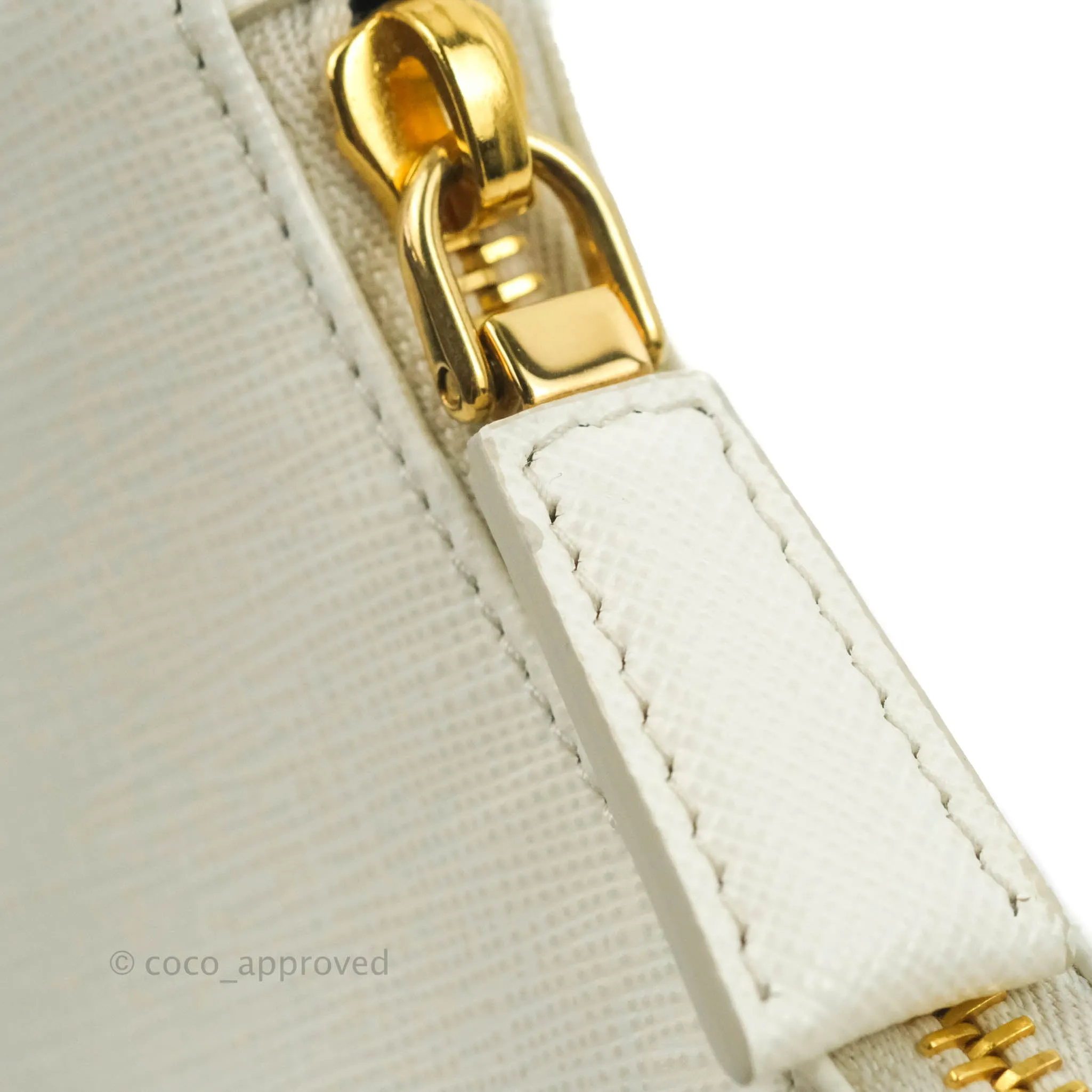 Prada Saffiano Leather Mini Bag White Gold Hardware