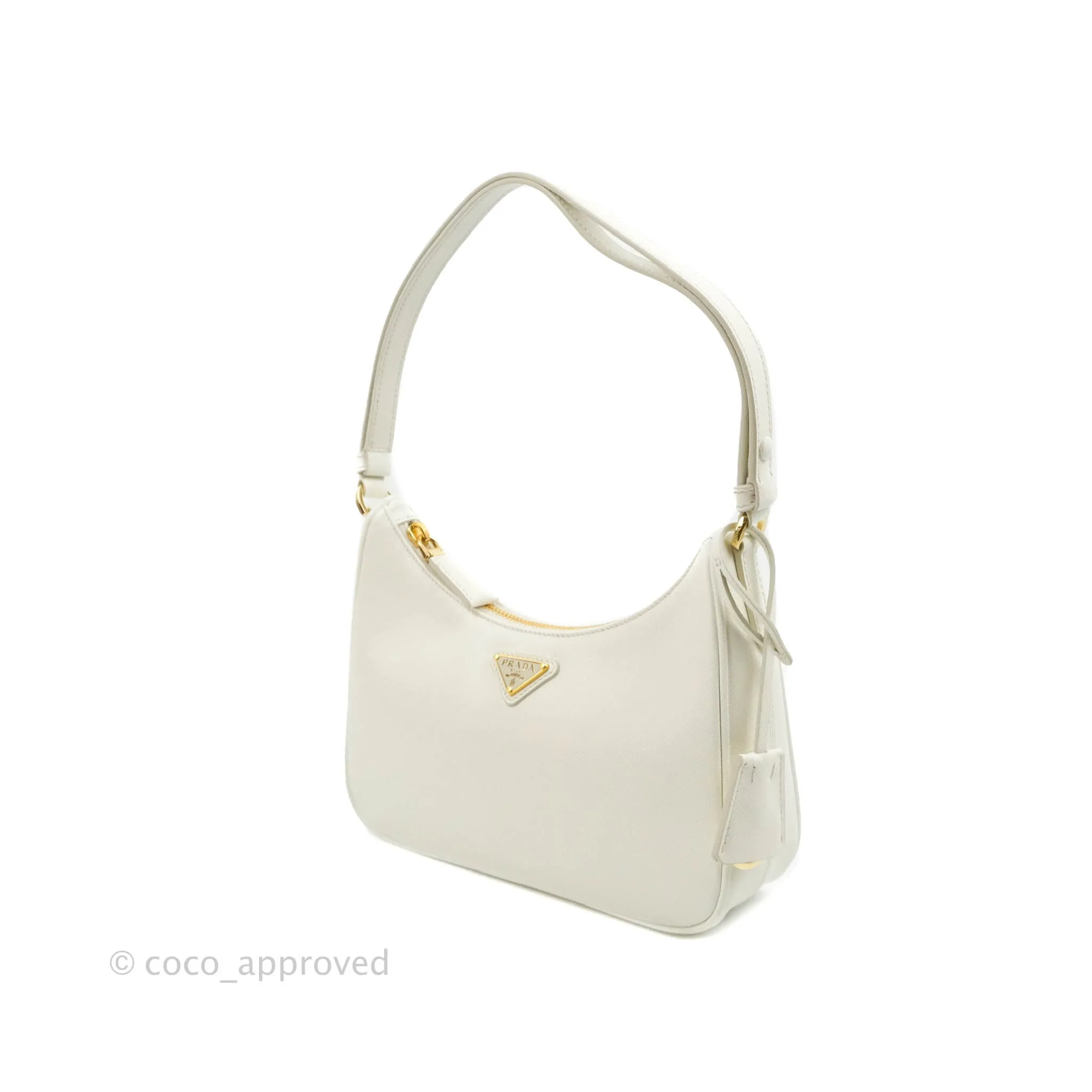 Prada Saffiano Leather Mini Bag White Gold Hardware