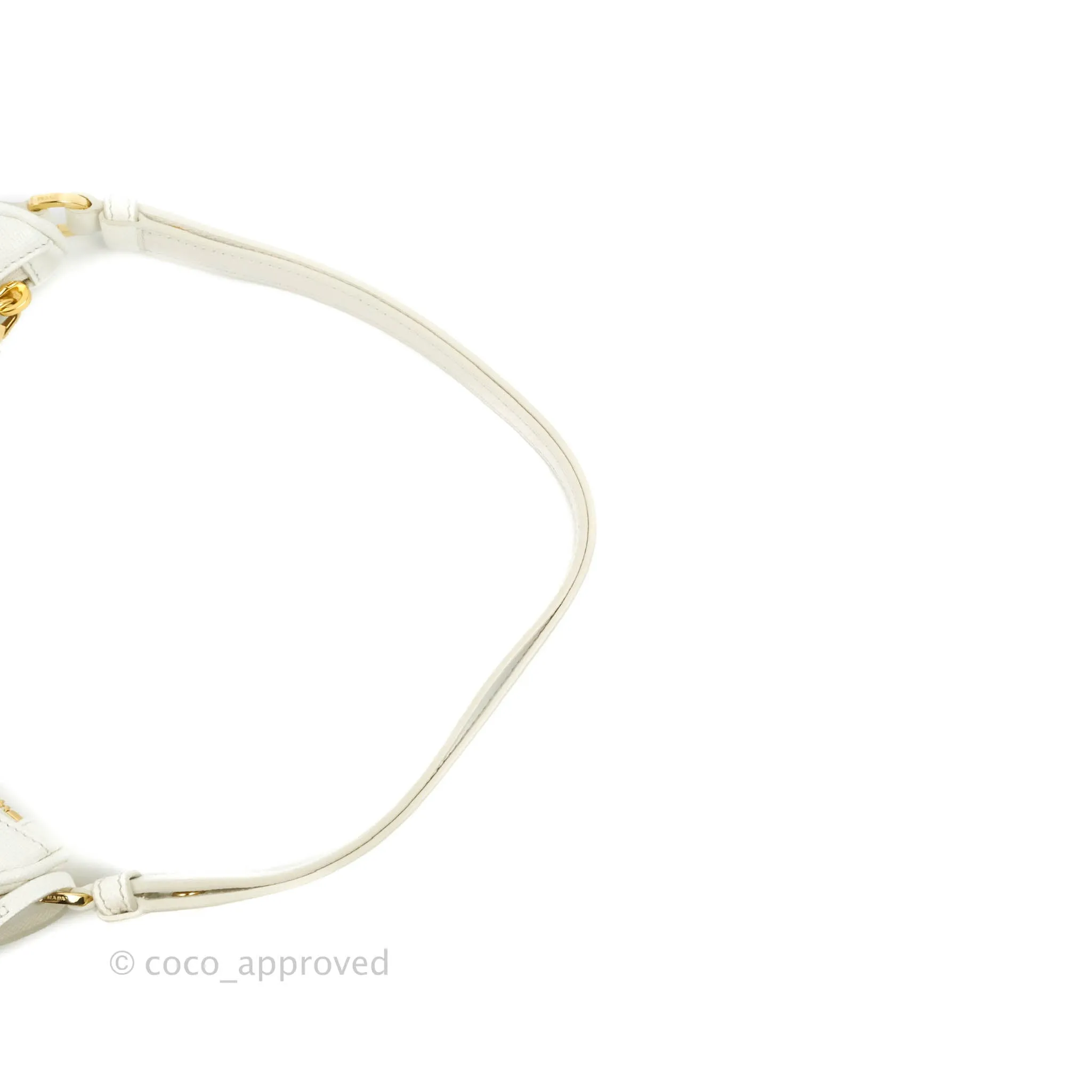 Prada Saffiano Leather Mini Bag White Gold Hardware