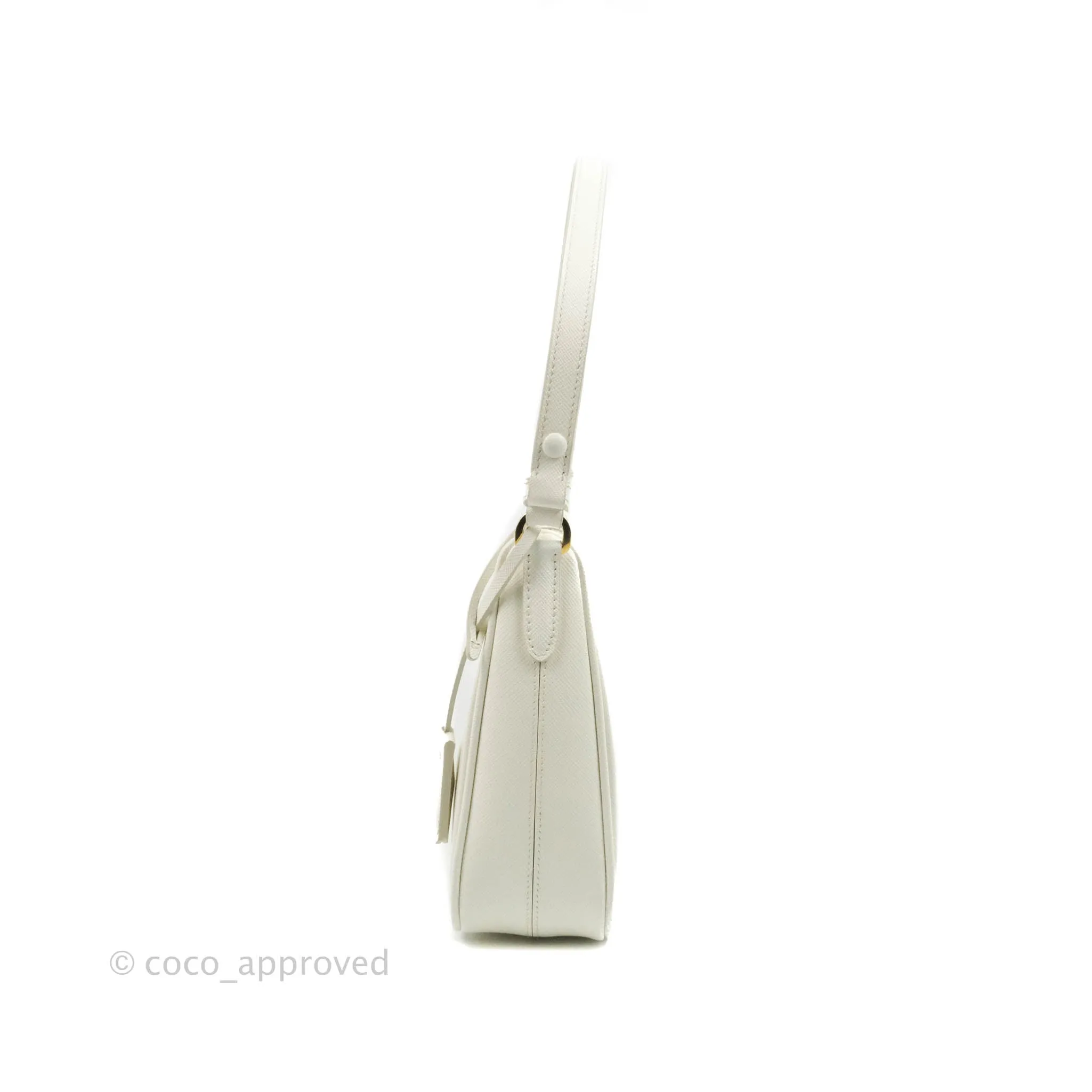 Prada Saffiano Leather Mini Bag White Gold Hardware