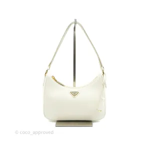 Prada Saffiano Leather Mini Bag White Gold Hardware