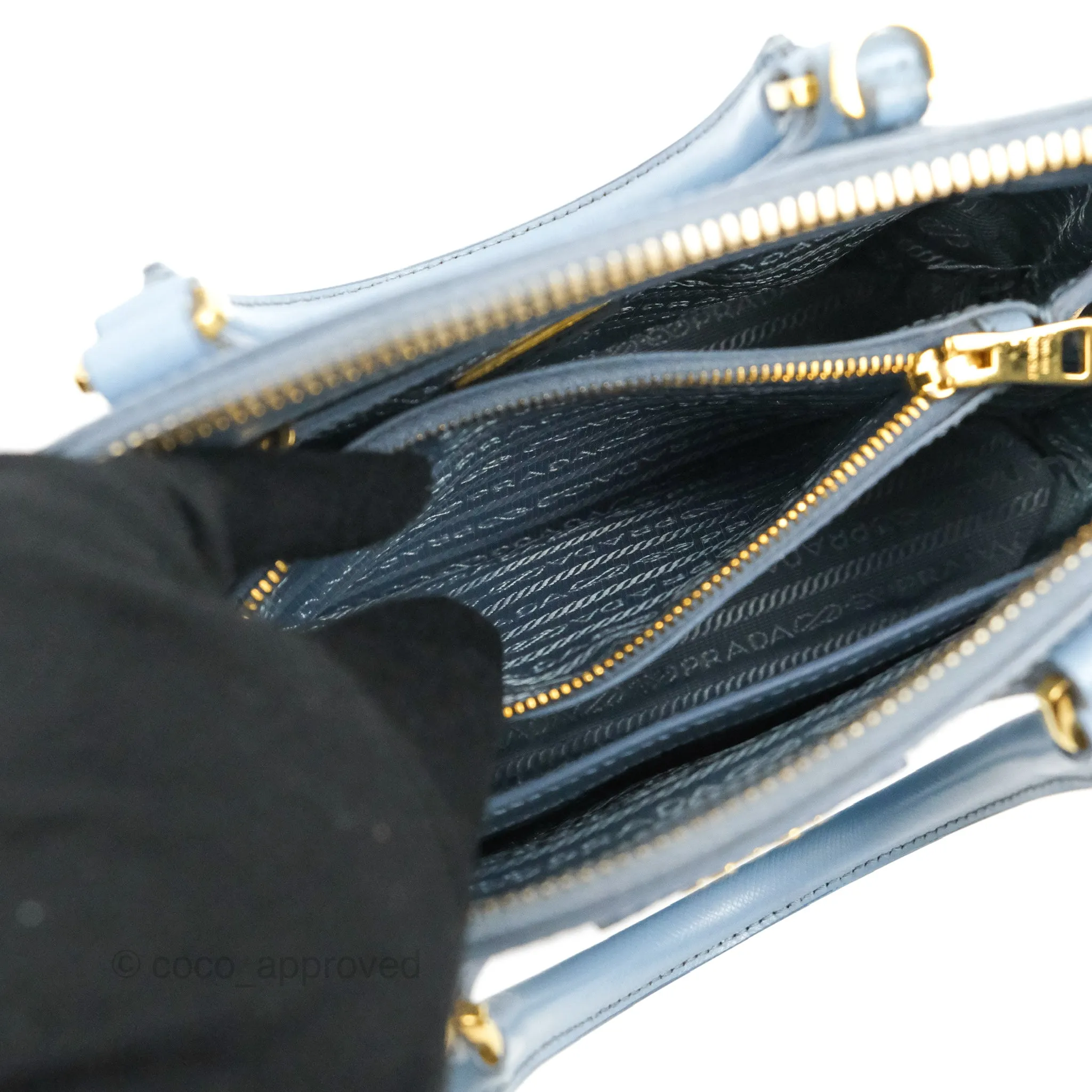 Prada Saffiano Lux Small Promenade Tote Light Blue
