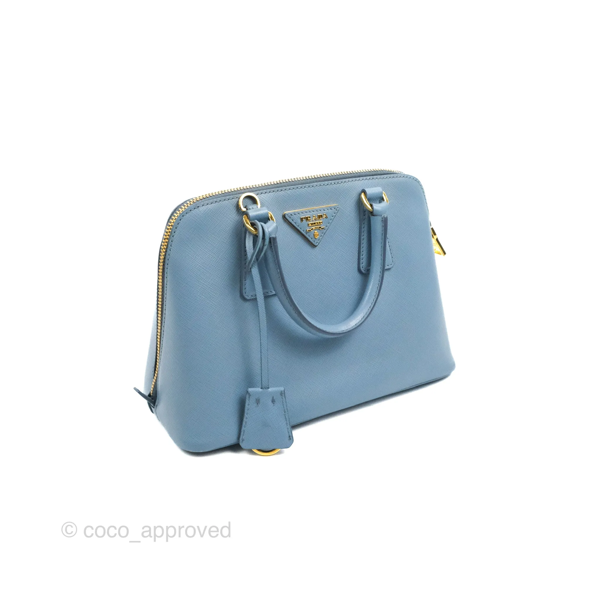 Prada Saffiano Lux Small Promenade Tote Light Blue