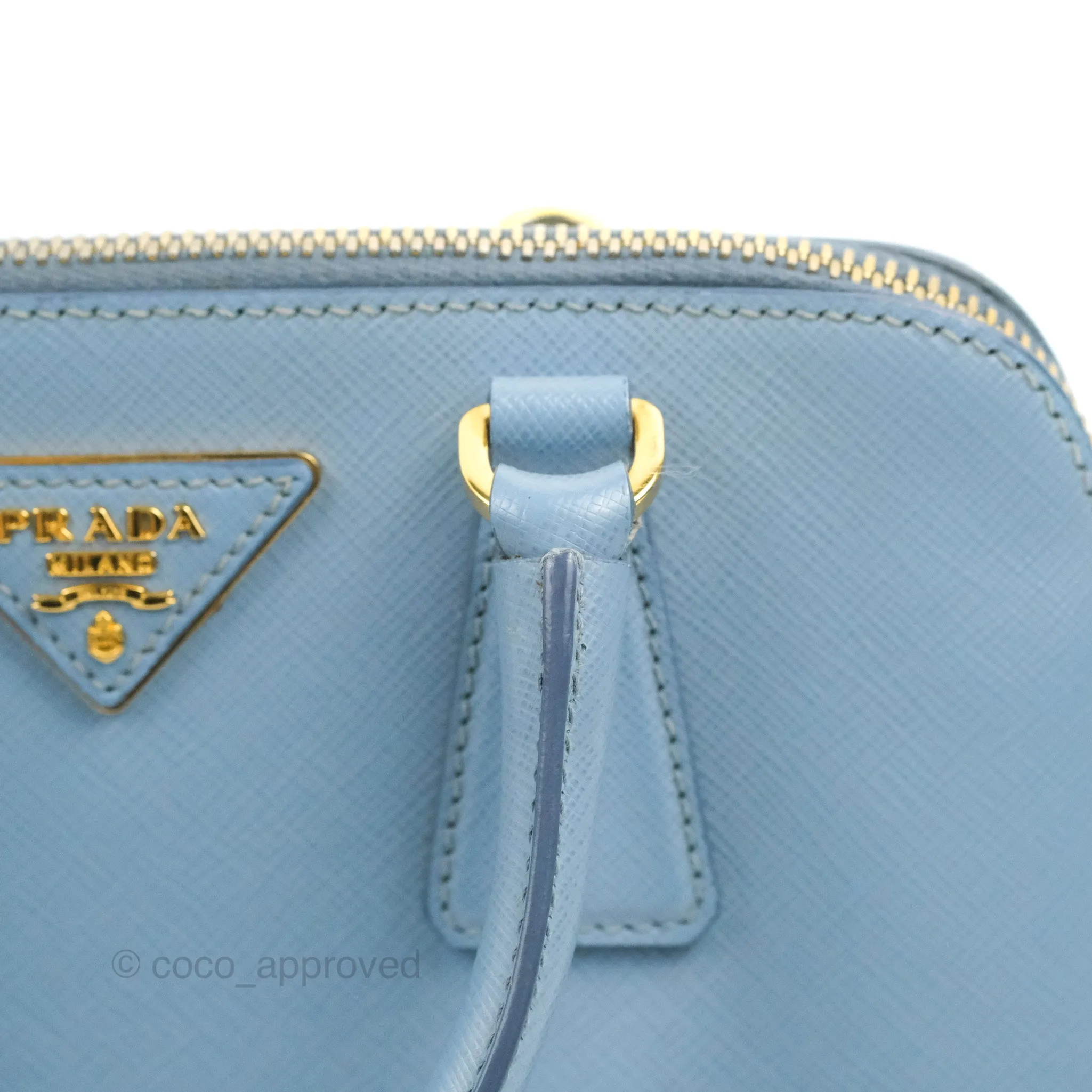 Prada Saffiano Lux Small Promenade Tote Light Blue