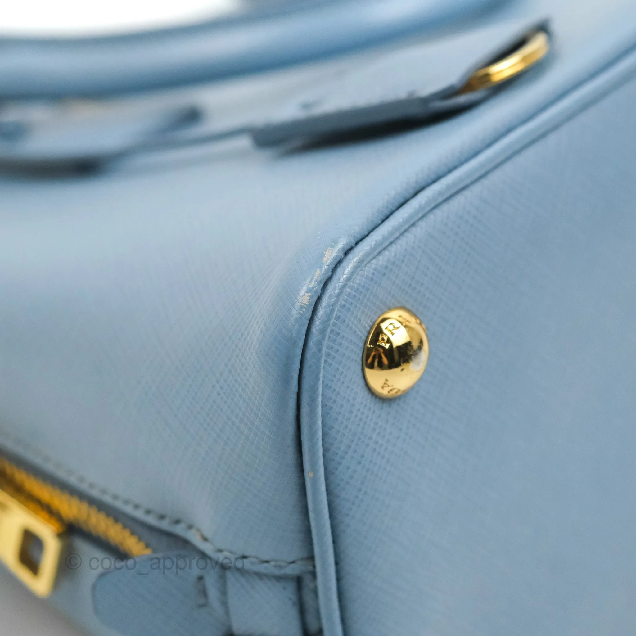 Prada Saffiano Lux Small Promenade Tote Light Blue