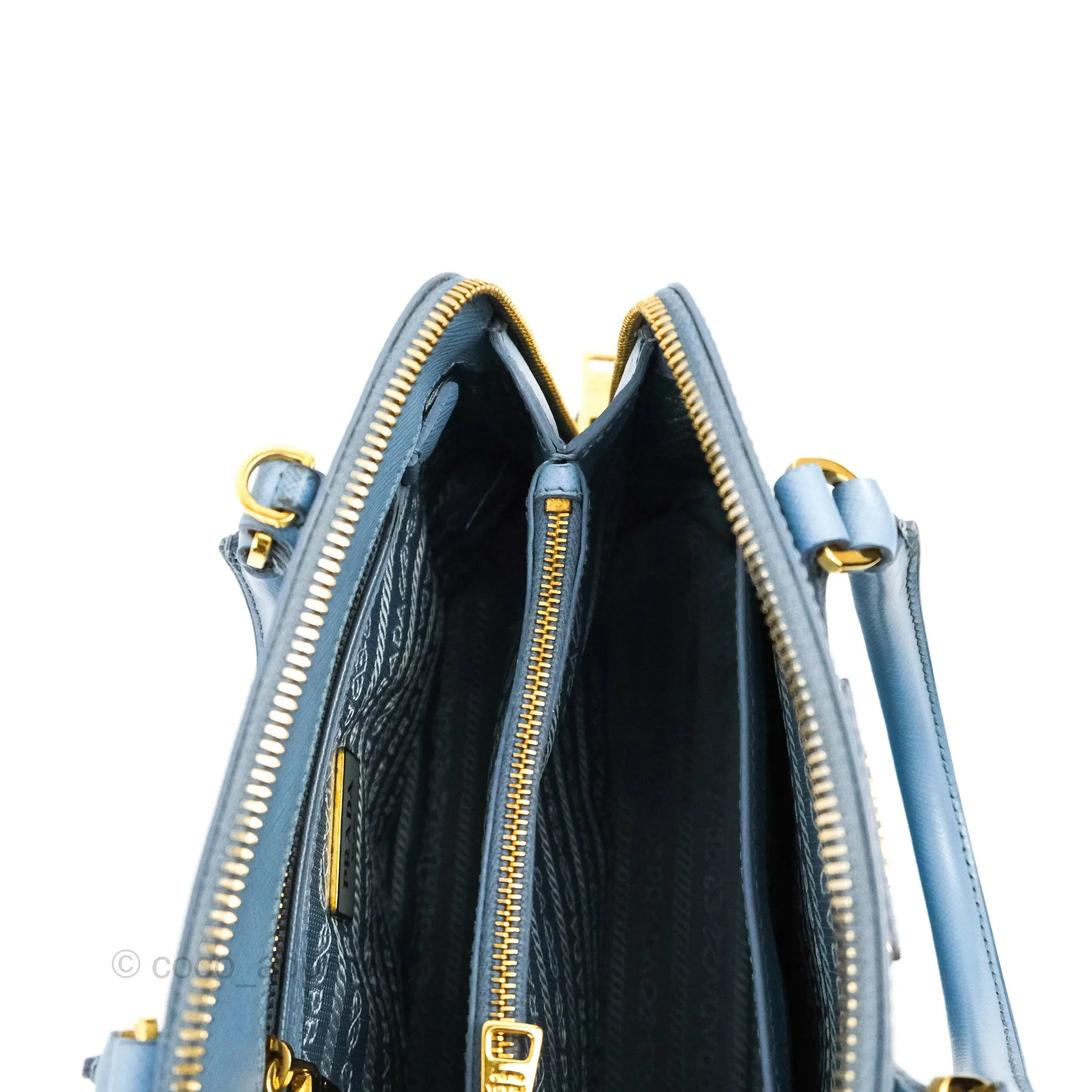 Prada Saffiano Lux Small Promenade Tote Light Blue