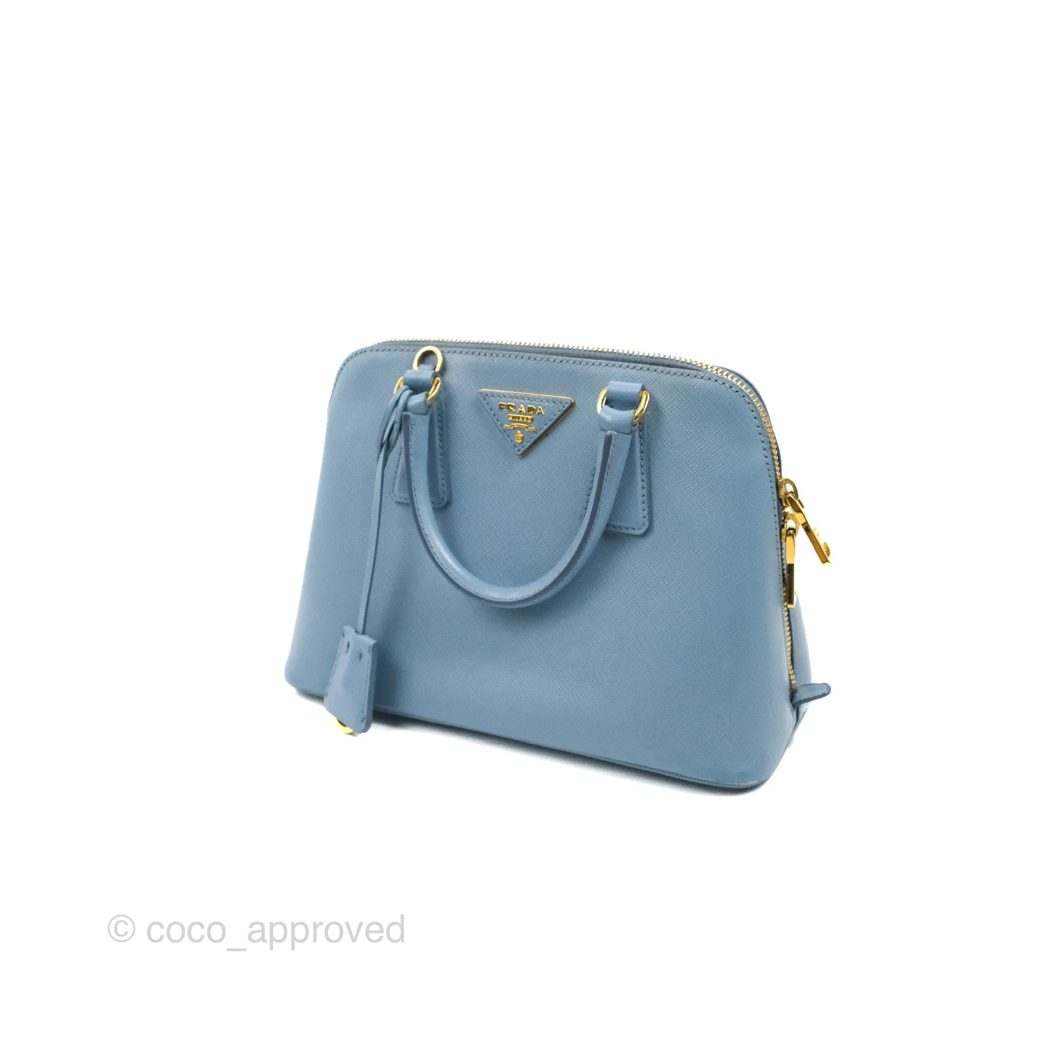 Prada Saffiano Lux Small Promenade Tote Light Blue