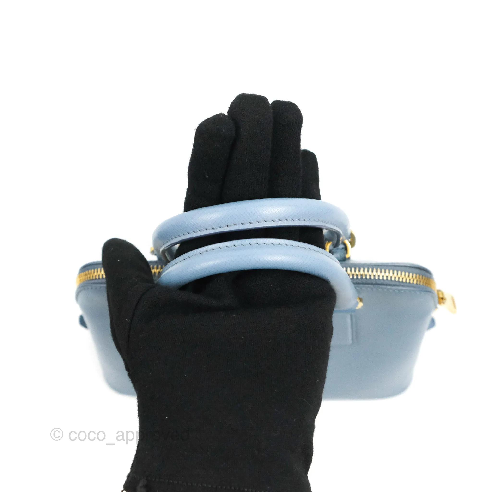 Prada Saffiano Lux Small Promenade Tote Light Blue