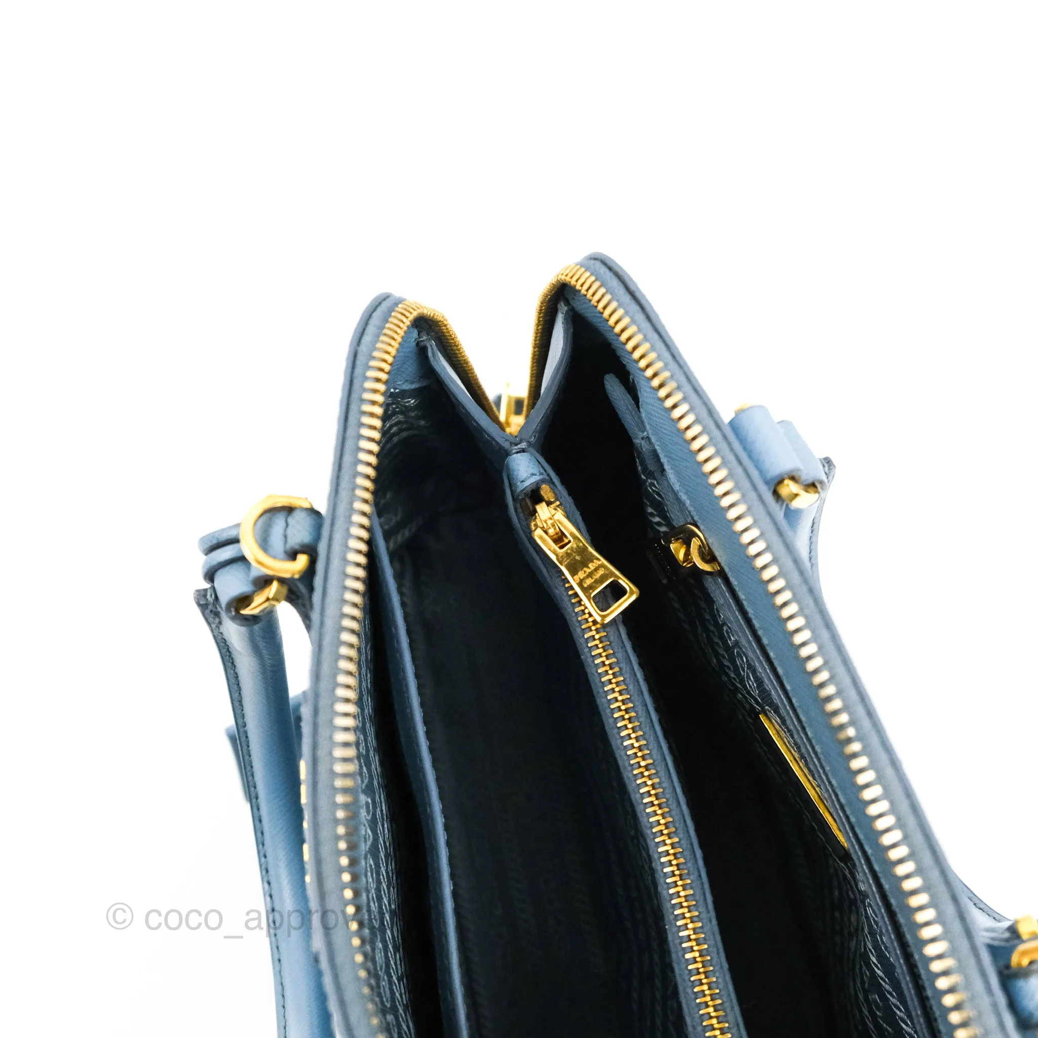 Prada Saffiano Lux Small Promenade Tote Light Blue