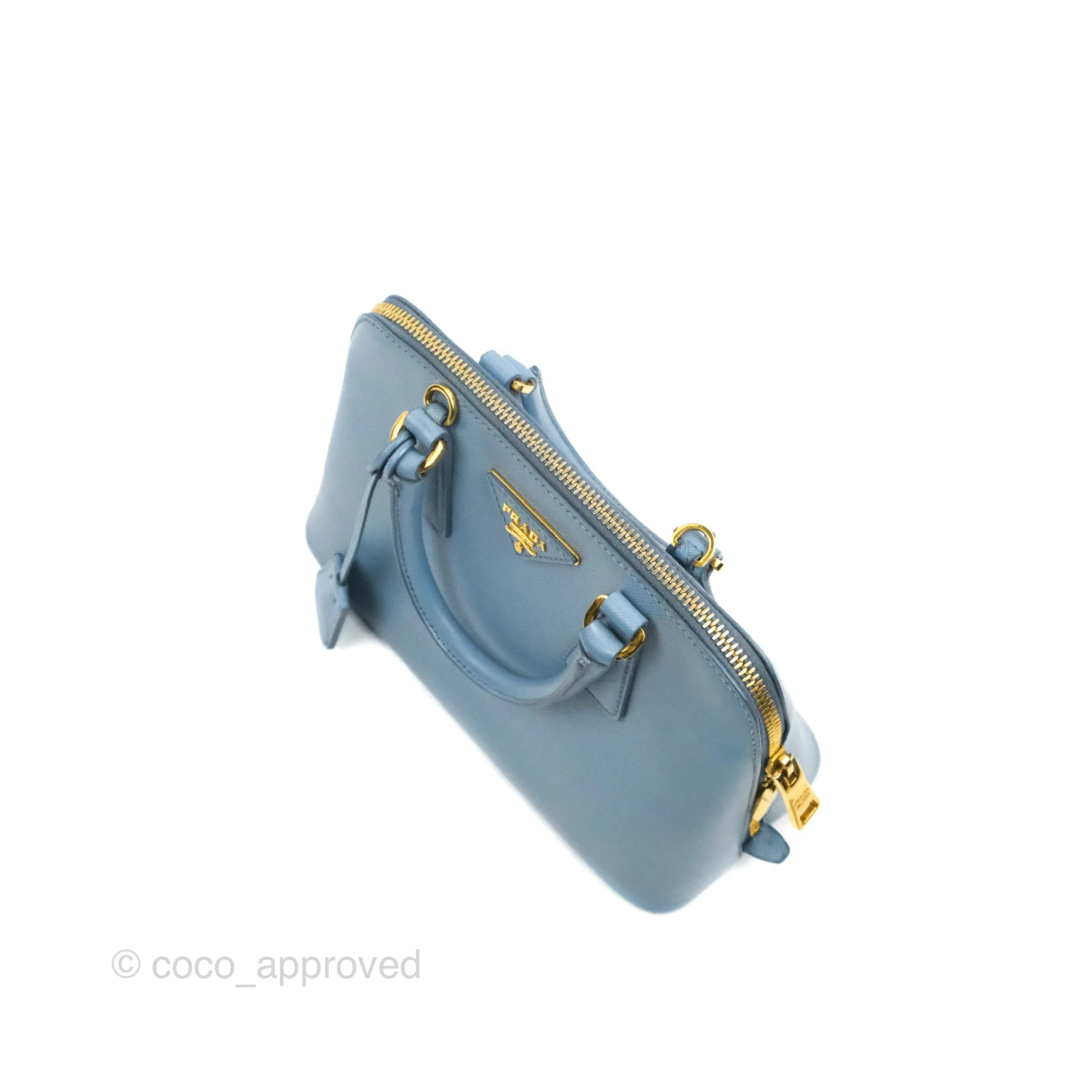 Prada Saffiano Lux Small Promenade Tote Light Blue