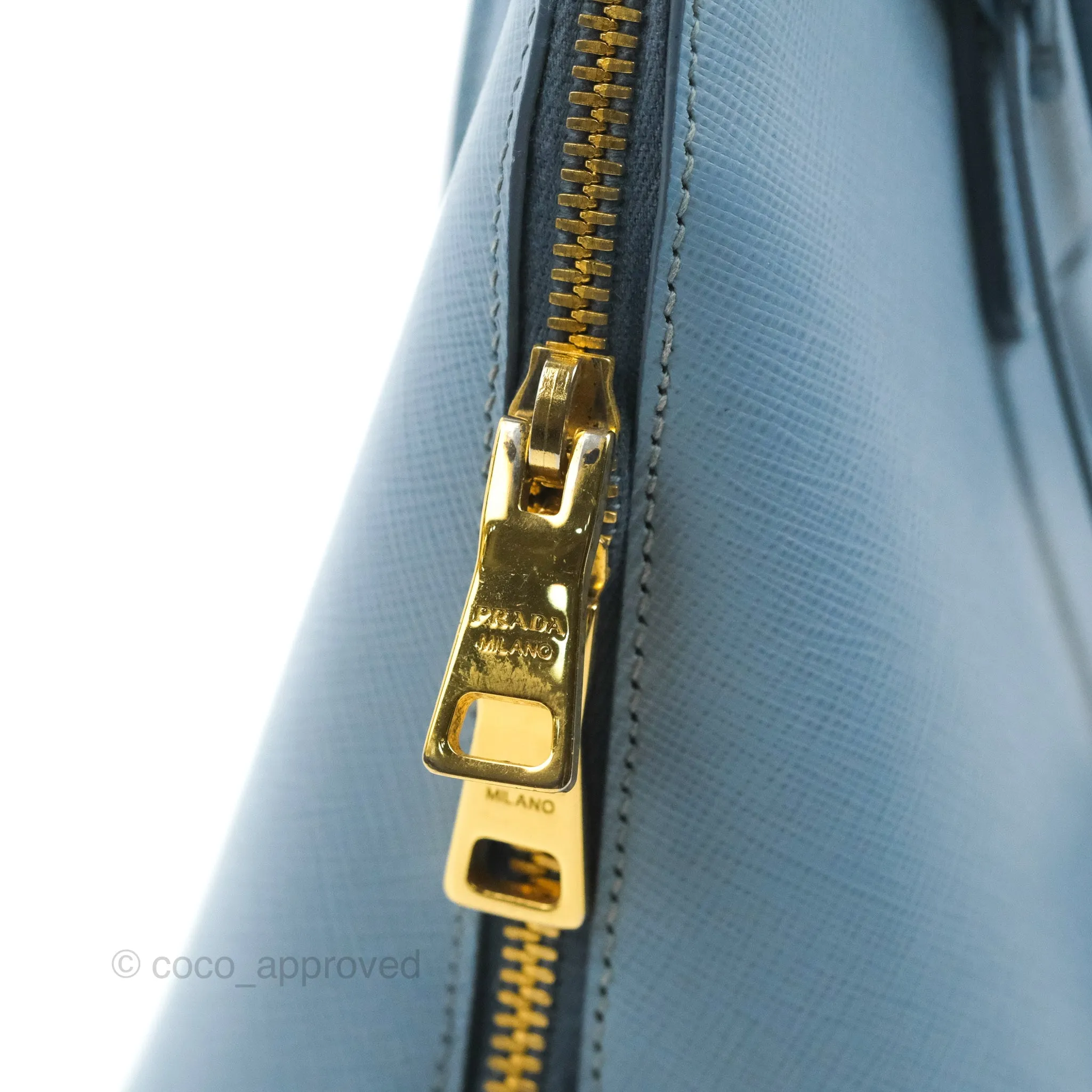 Prada Saffiano Lux Small Promenade Tote Light Blue