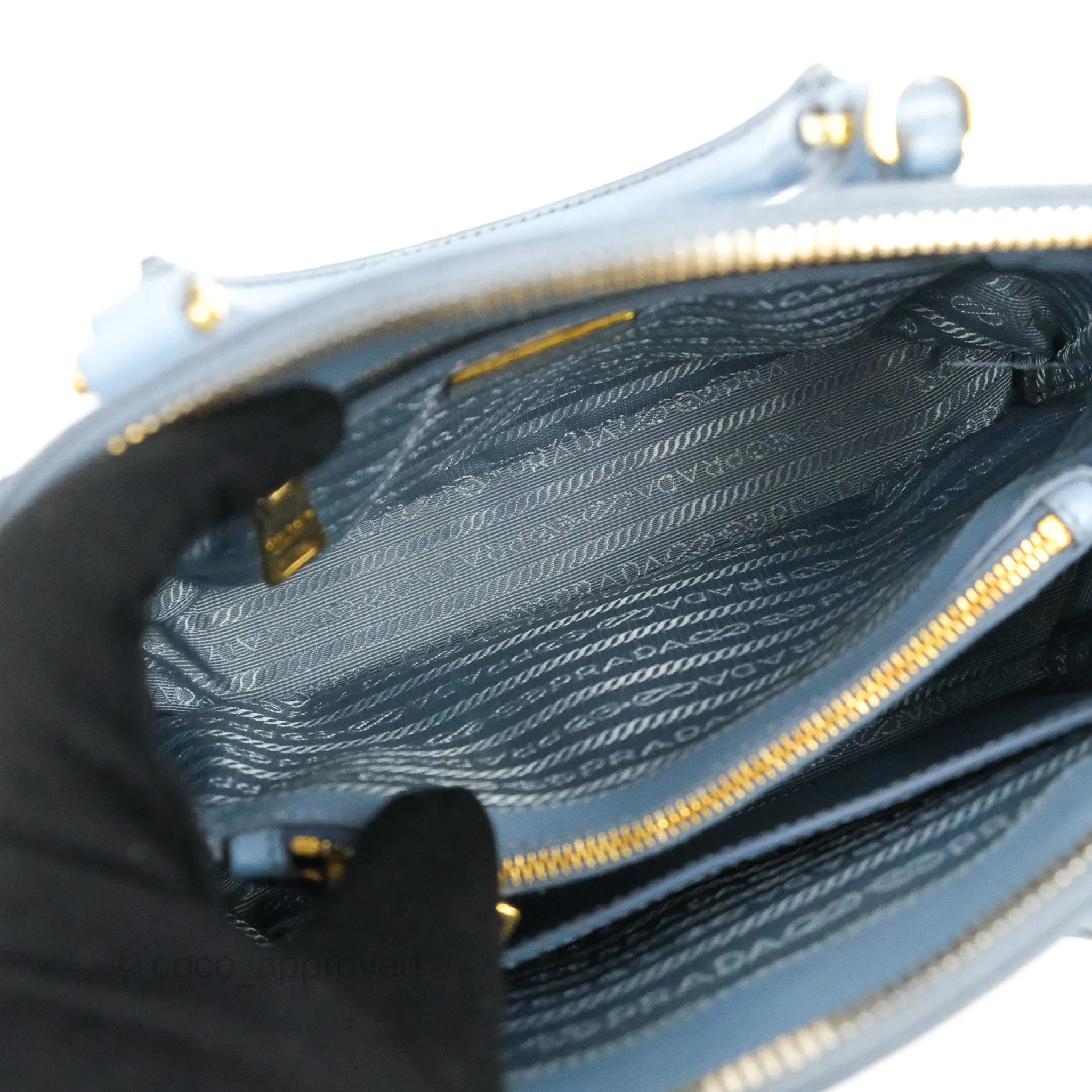 Prada Saffiano Lux Small Promenade Tote Light Blue